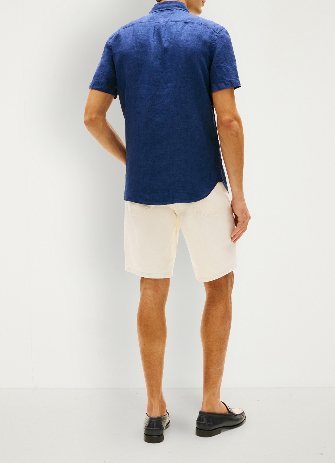 Tommy Hilfiger Regular fit overhemd van linnen - achterkant 3 donkerblauw