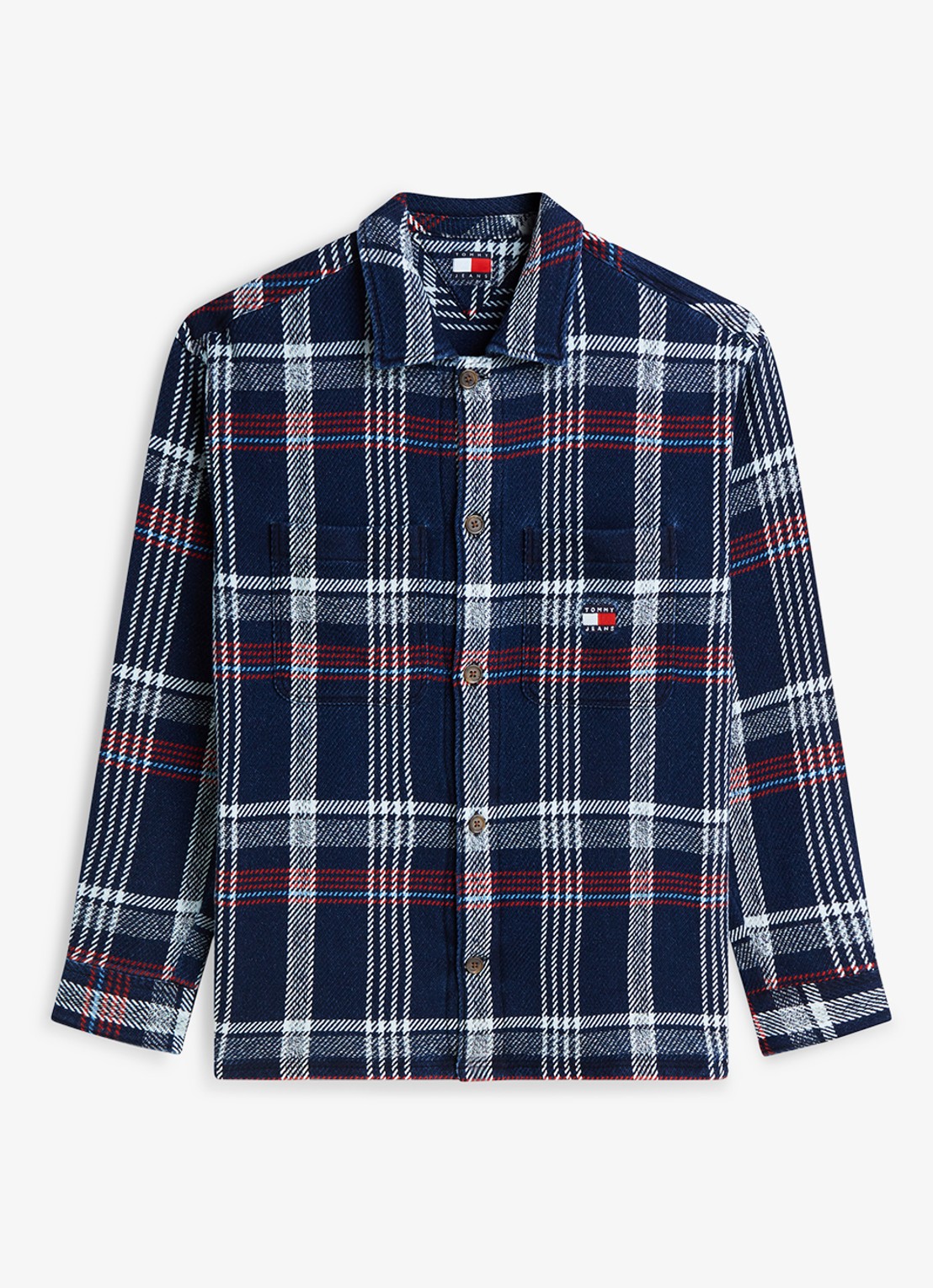 Tommy Hilfiger Regular fit overshirt met geruit dessin - voorkant 3 donkerblauw