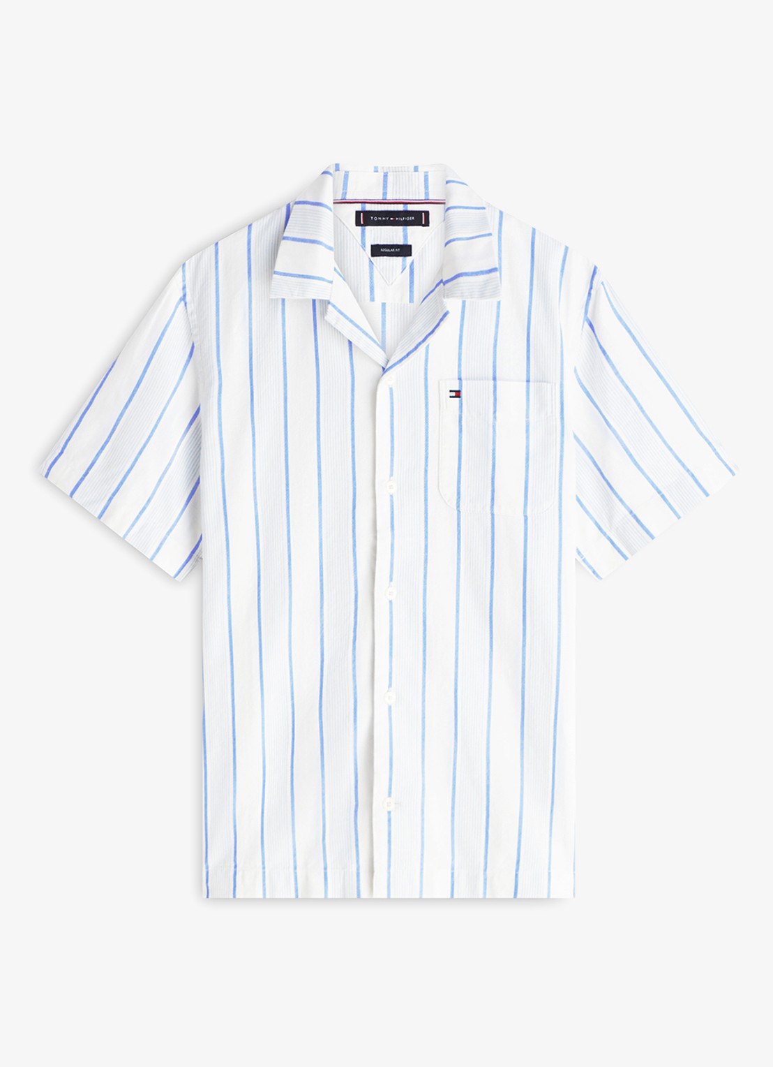 Tommy Hilfiger Regular fit overshirt met streepprint - voorkant 2 blauw