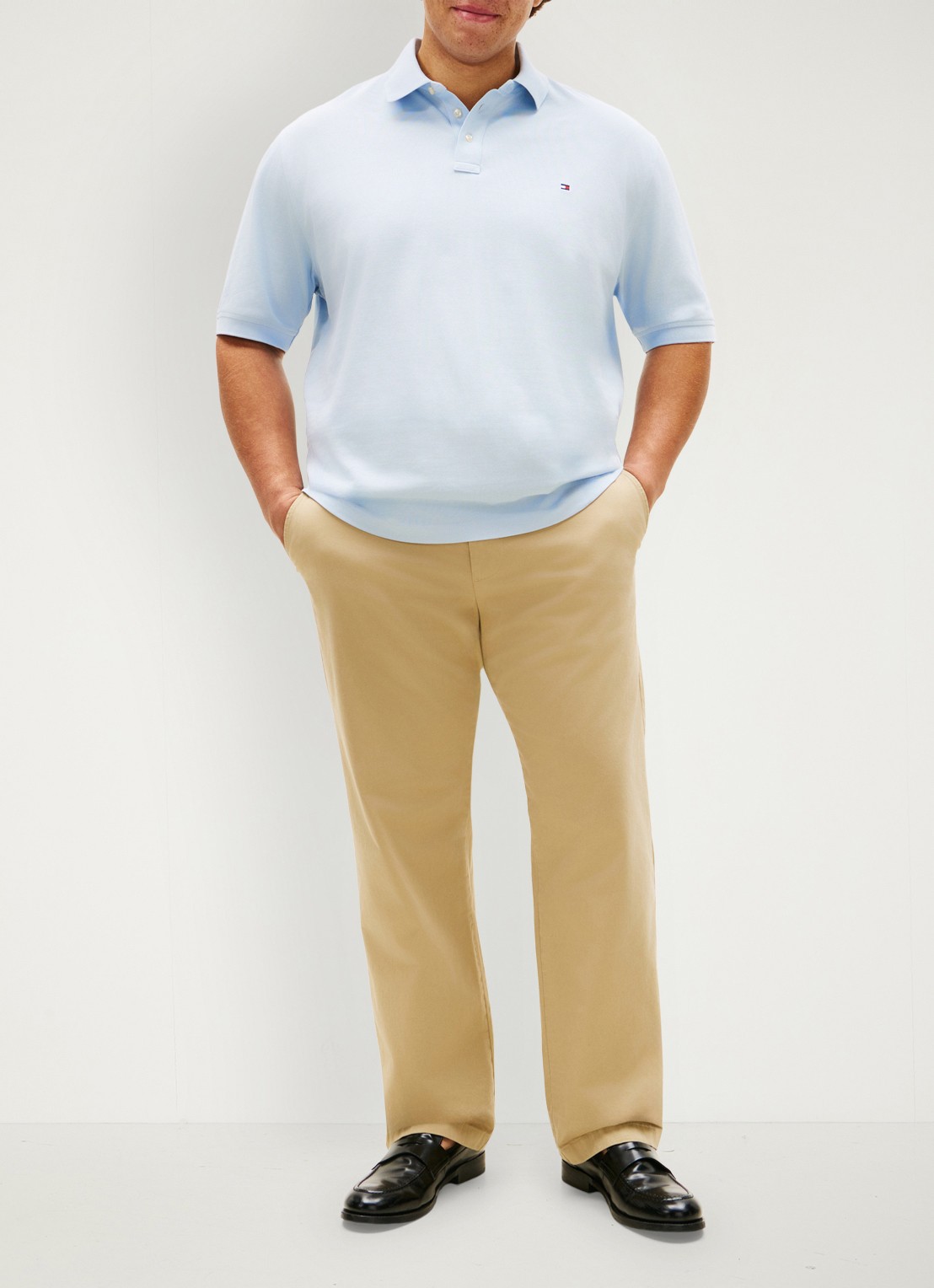 Tommy Hilfiger Regular fit polo in katoenblend - voorkant 4 lichtblauw
