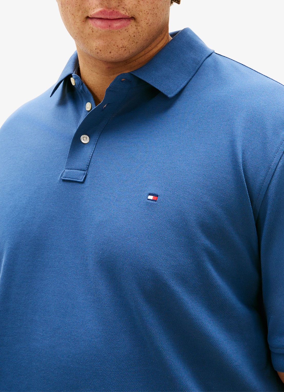 Tommy Hilfiger Regular fit polo in katoenblend - detail 5 zeegroen