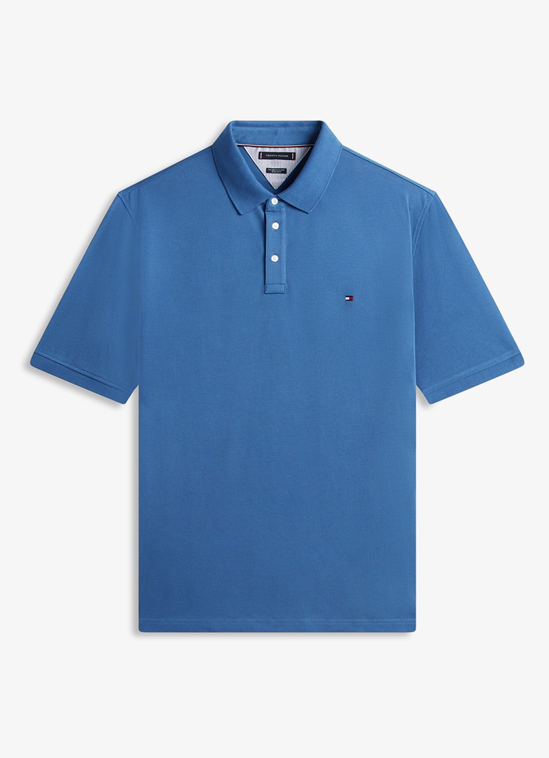 Tommy Hilfiger Regular fit polo in katoenblend - voorkant zeegroen