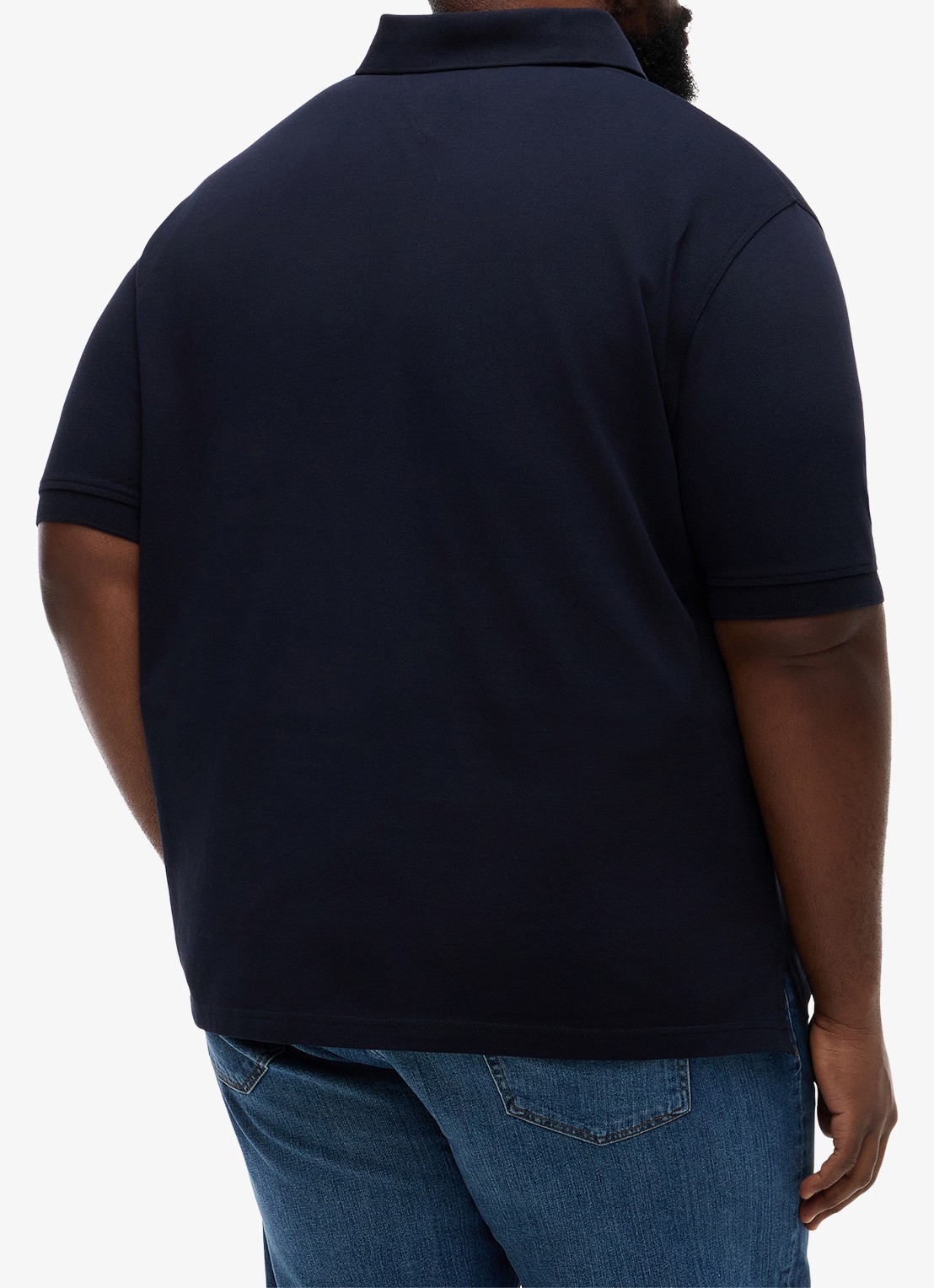 Tommy Hilfiger Regular fit polo in katoenblend - achterkant 3 donkerblauw