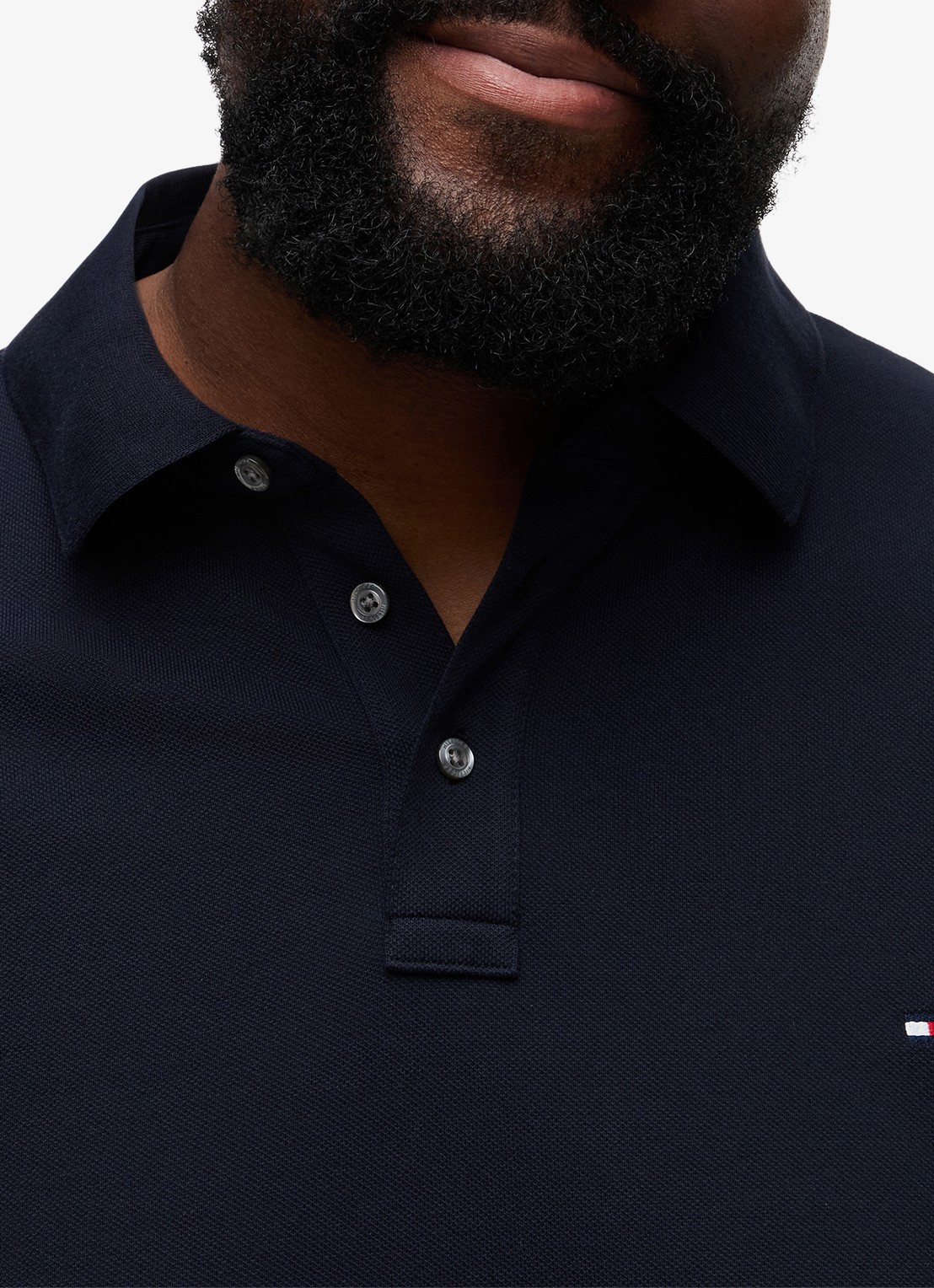 Tommy Hilfiger Regular fit polo in katoenblend - detail 5 donkerblauw