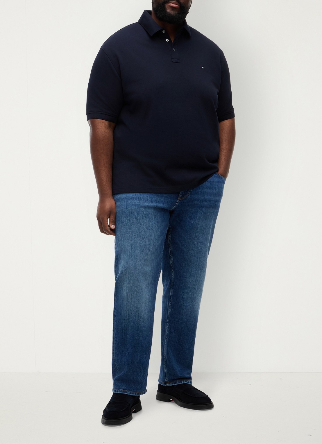 Tommy Hilfiger Regular fit polo in katoenblend - voorkant 2 donkerblauw