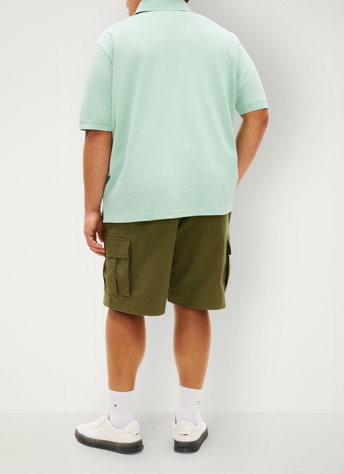 Tommy Hilfiger Regular fit polo in katoenblend - achterkant mint