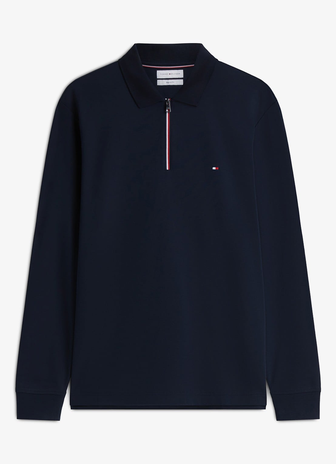 Tommy Hilfiger Regular fit polo met halve rits - voorkant 2 donkerblauw