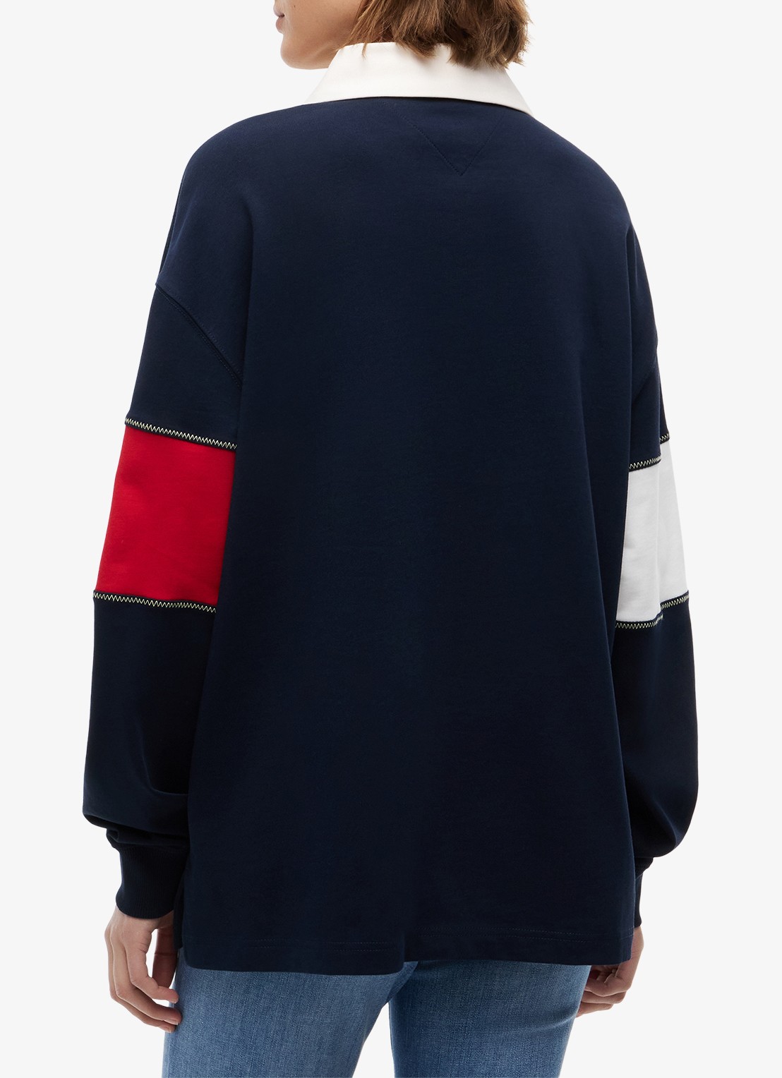 Tommy Hilfiger Regular fit polo met logo - achterkant 3 donkerblauw