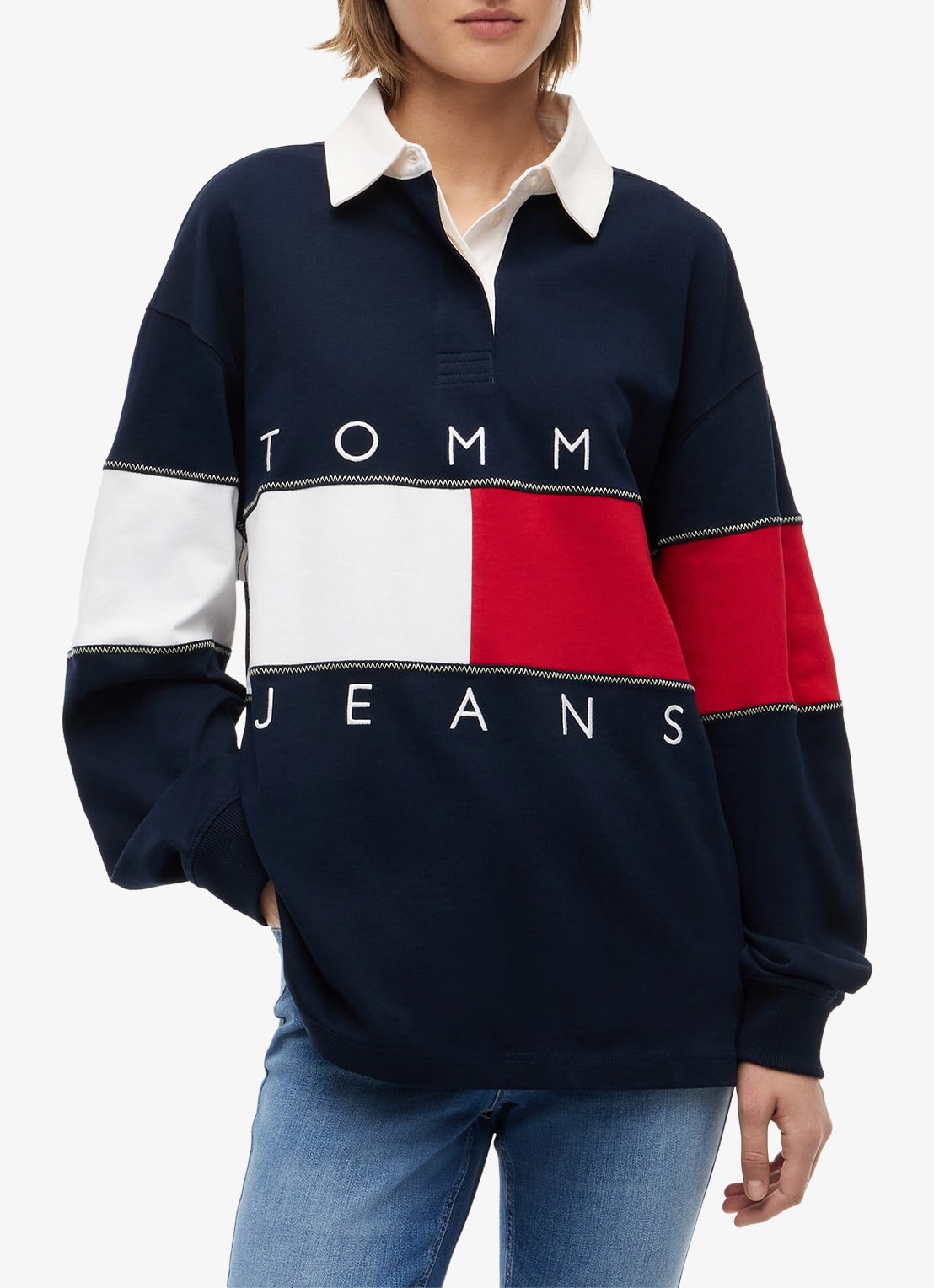 Tommy Hilfiger Regular fit polo met logo - detail 4 donkerblauw