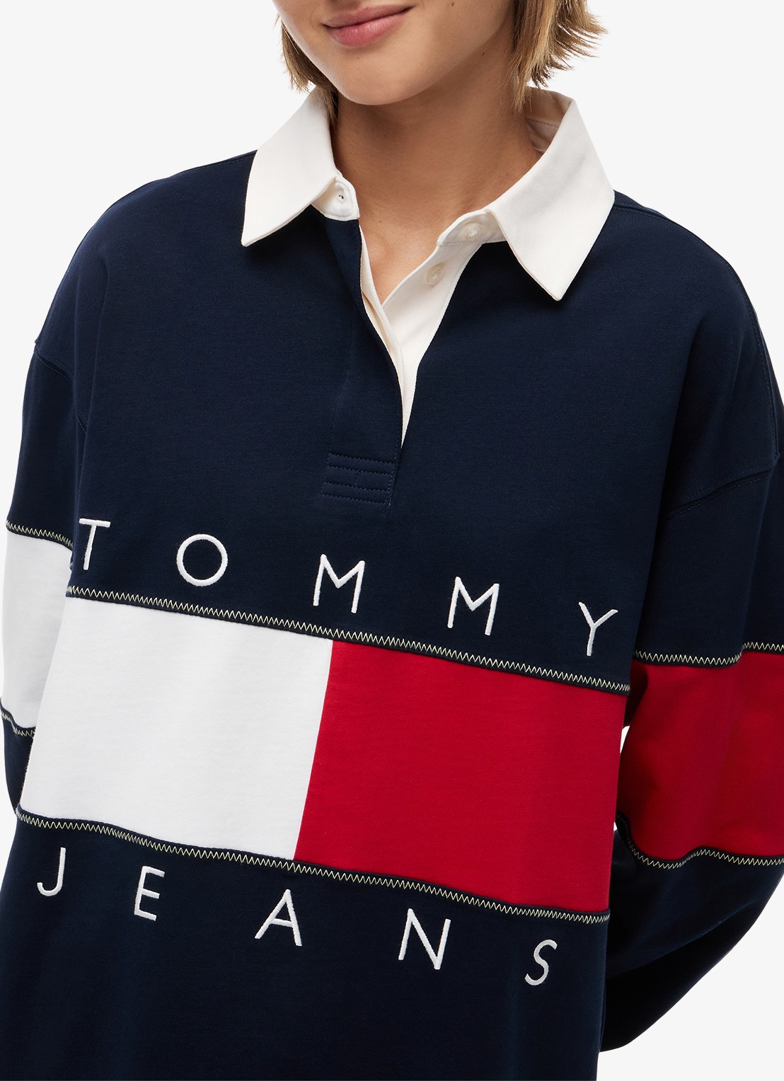 Tommy Hilfiger Regular fit polo met logo - detail 5 donkerblauw