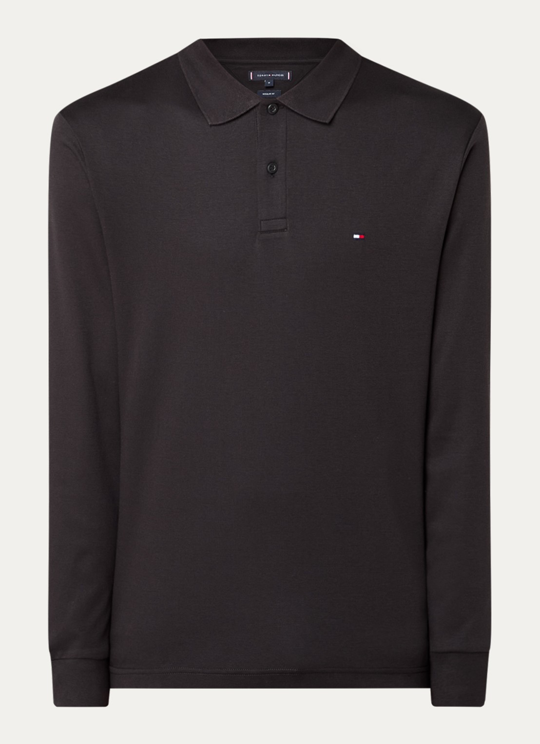 Tommy Hilfiger Regular fit polo met logo - voorkant 2 zwart