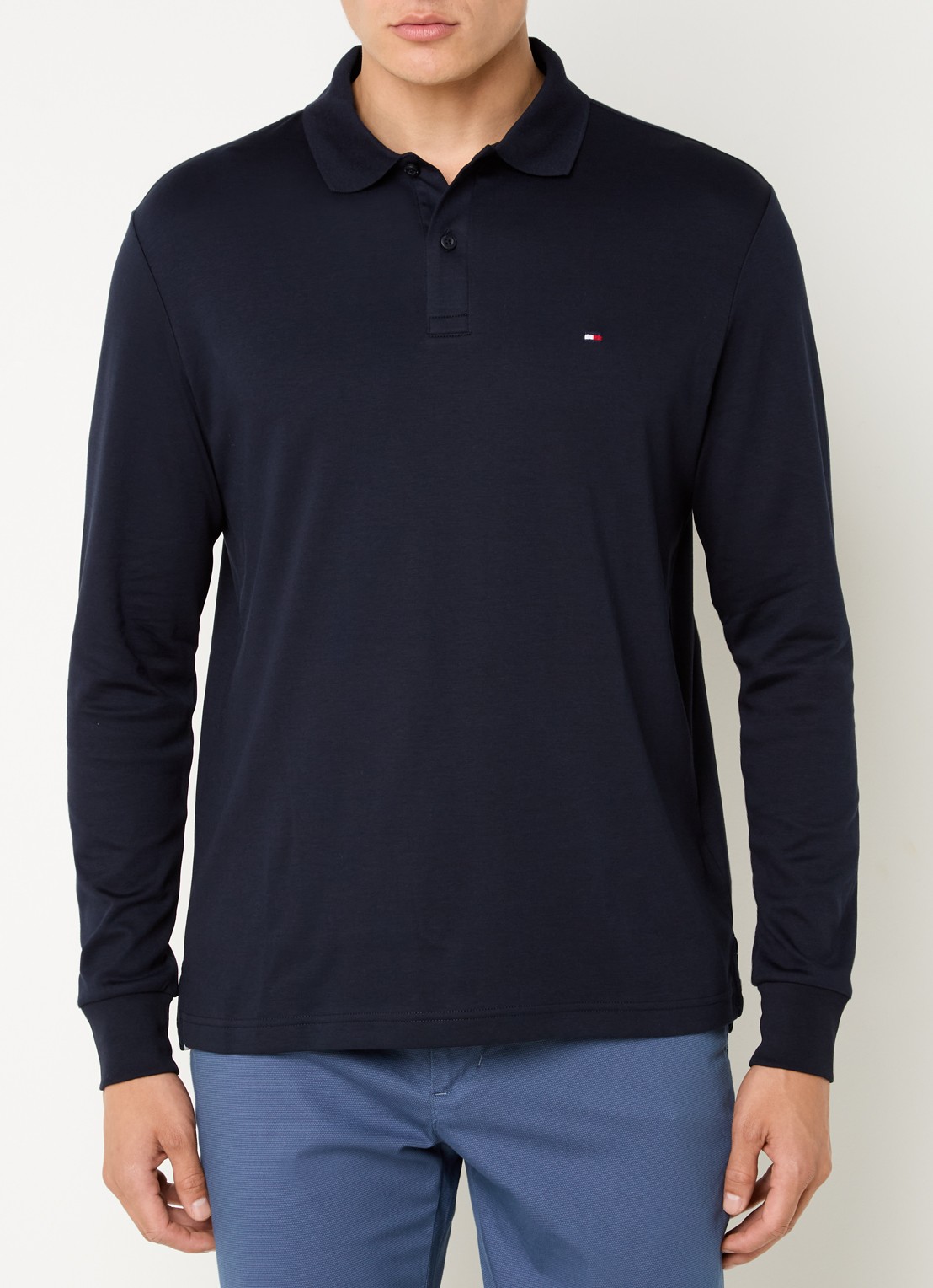 Tommy Hilfiger Regular fit polo met logo - detail donkerblauw