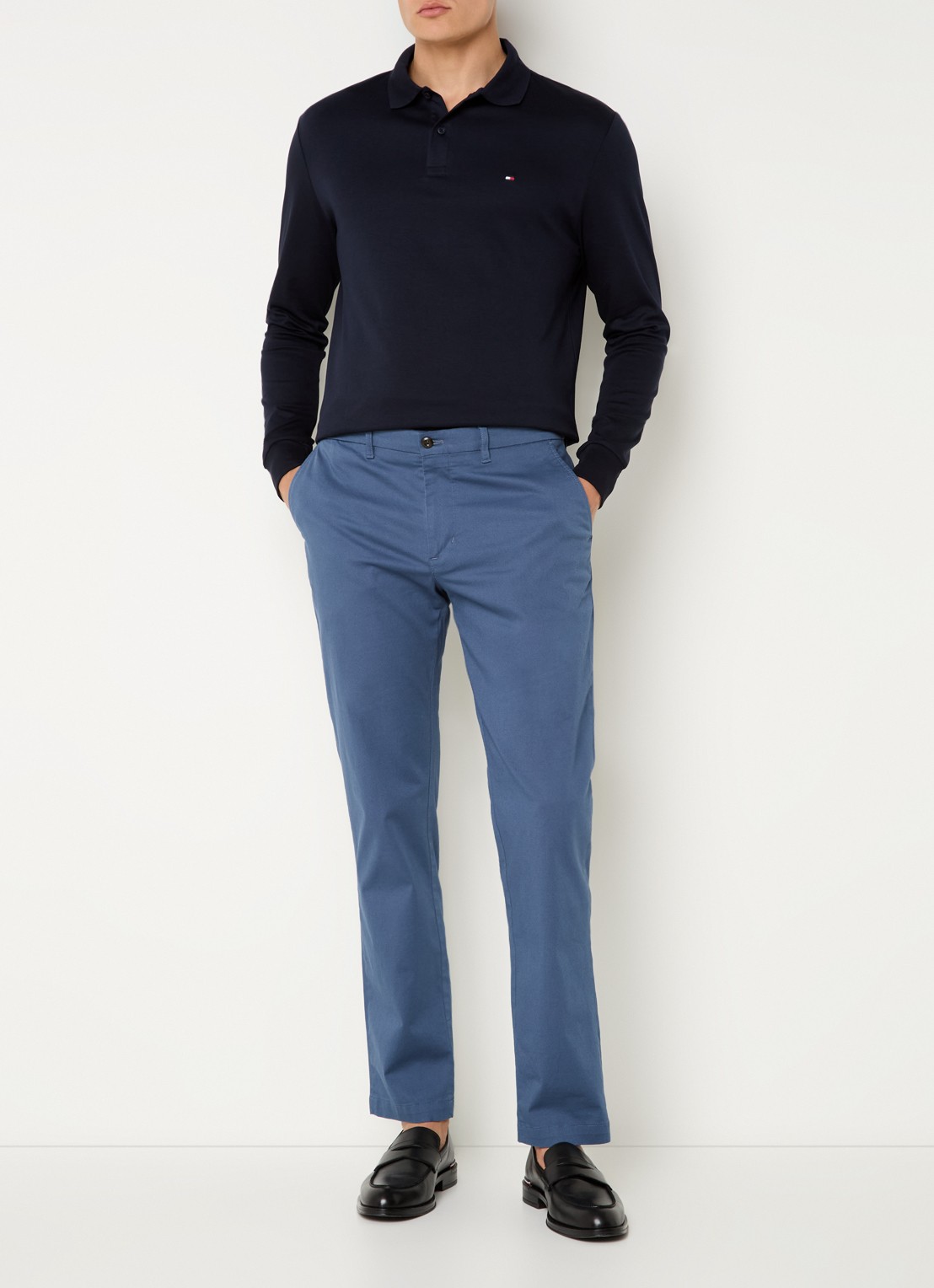 Tommy Hilfiger Regular fit polo met logo - voorkant 3 donkerblauw