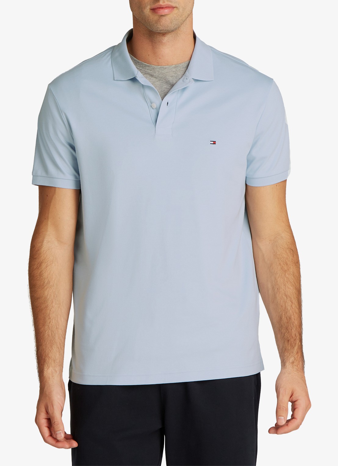 Tommy Hilfiger Regular fit polo met logo - detail staalblauw