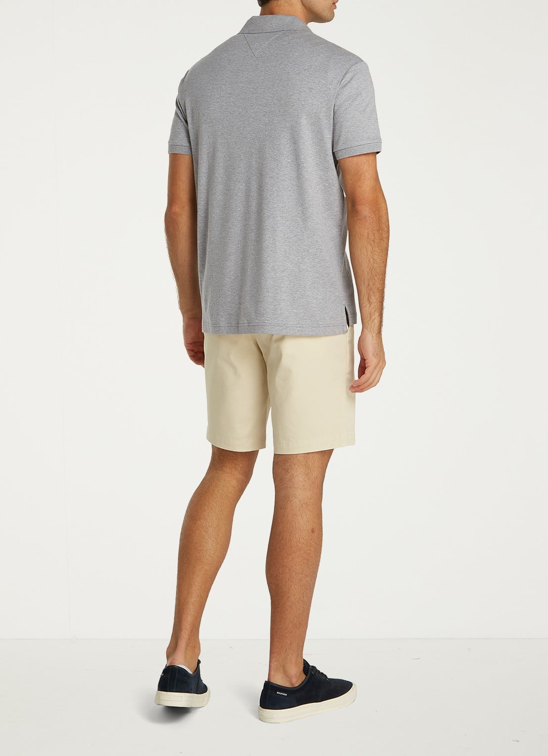 Tommy Hilfiger Regular fit polo met logo - achterkant 5 medium grey heather-p91 / grijs