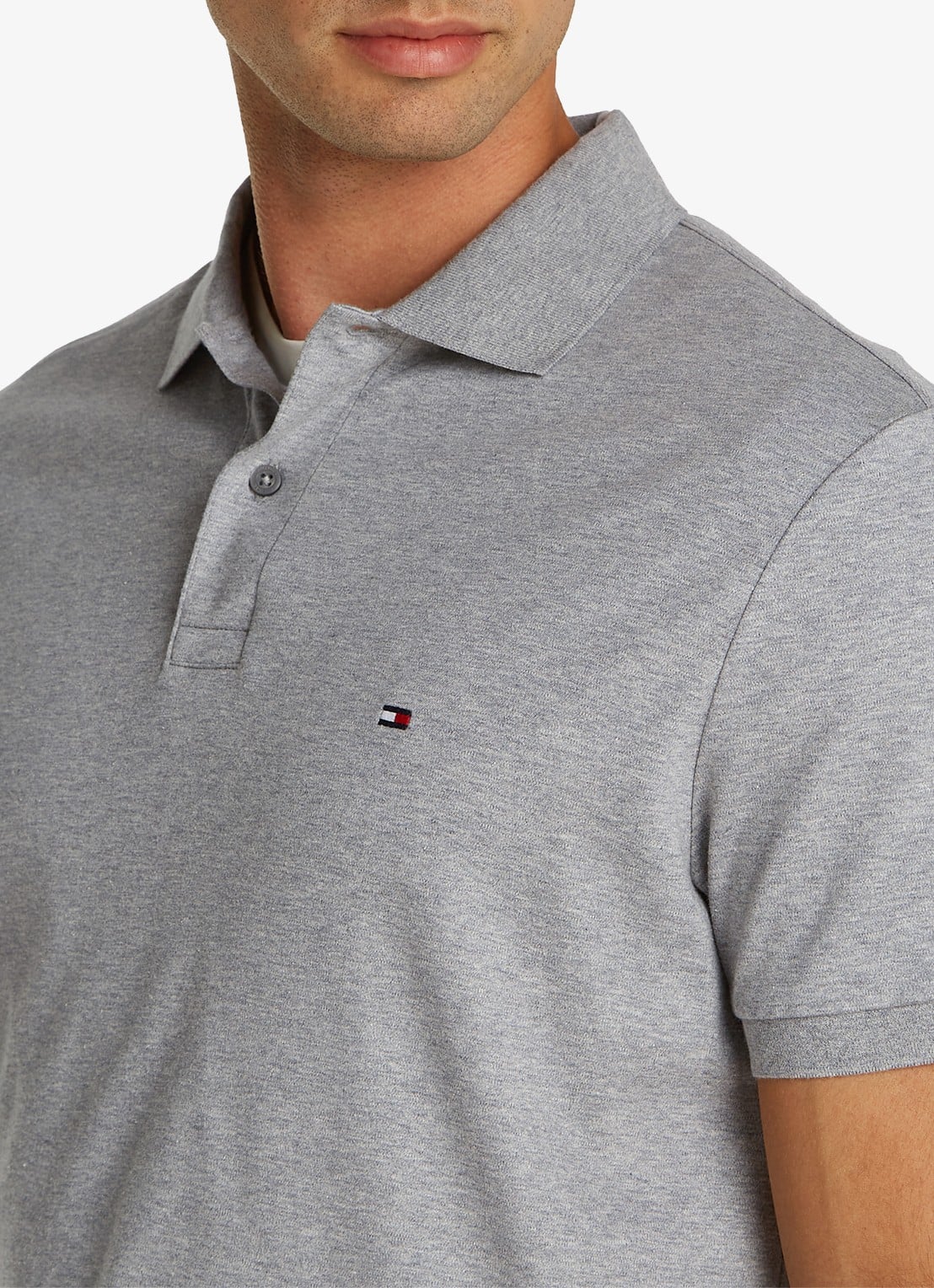 Tommy Hilfiger Regular fit polo met logo - detail 4 medium grey heather-p91 / grijs