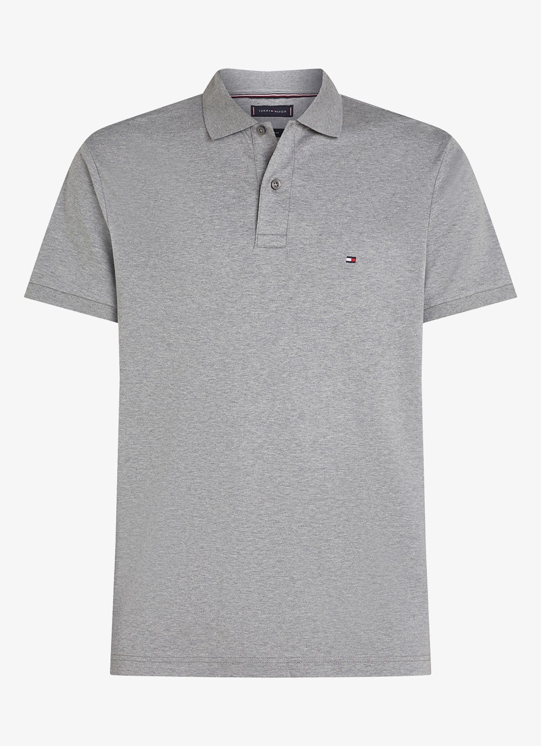 Tommy Hilfiger Regular fit polo met logo - voorkant medium grey heather-p91 / grijs