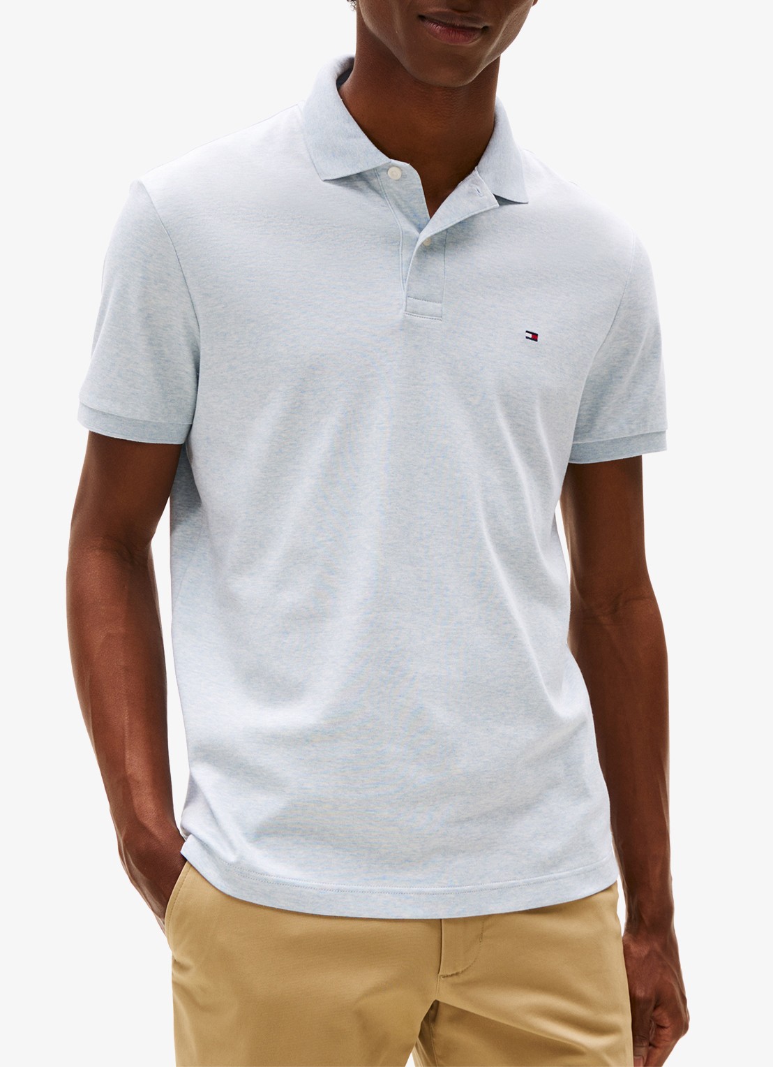 Tommy Hilfiger Regular fit polo met logo - detail lichtblauw
