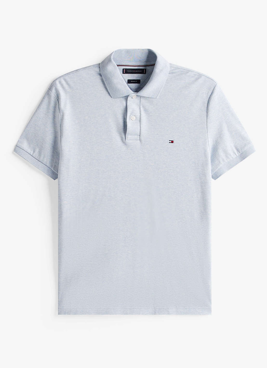 Tommy Hilfiger Regular fit polo met logo - voorkant 3 lichtblauw