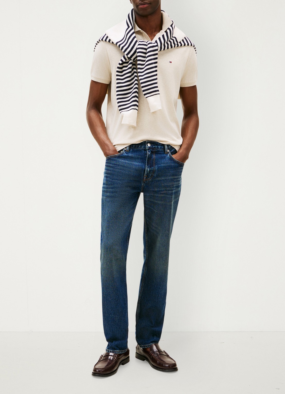 Tommy Hilfiger Regular fit polo met logo - voorkant 5 creme