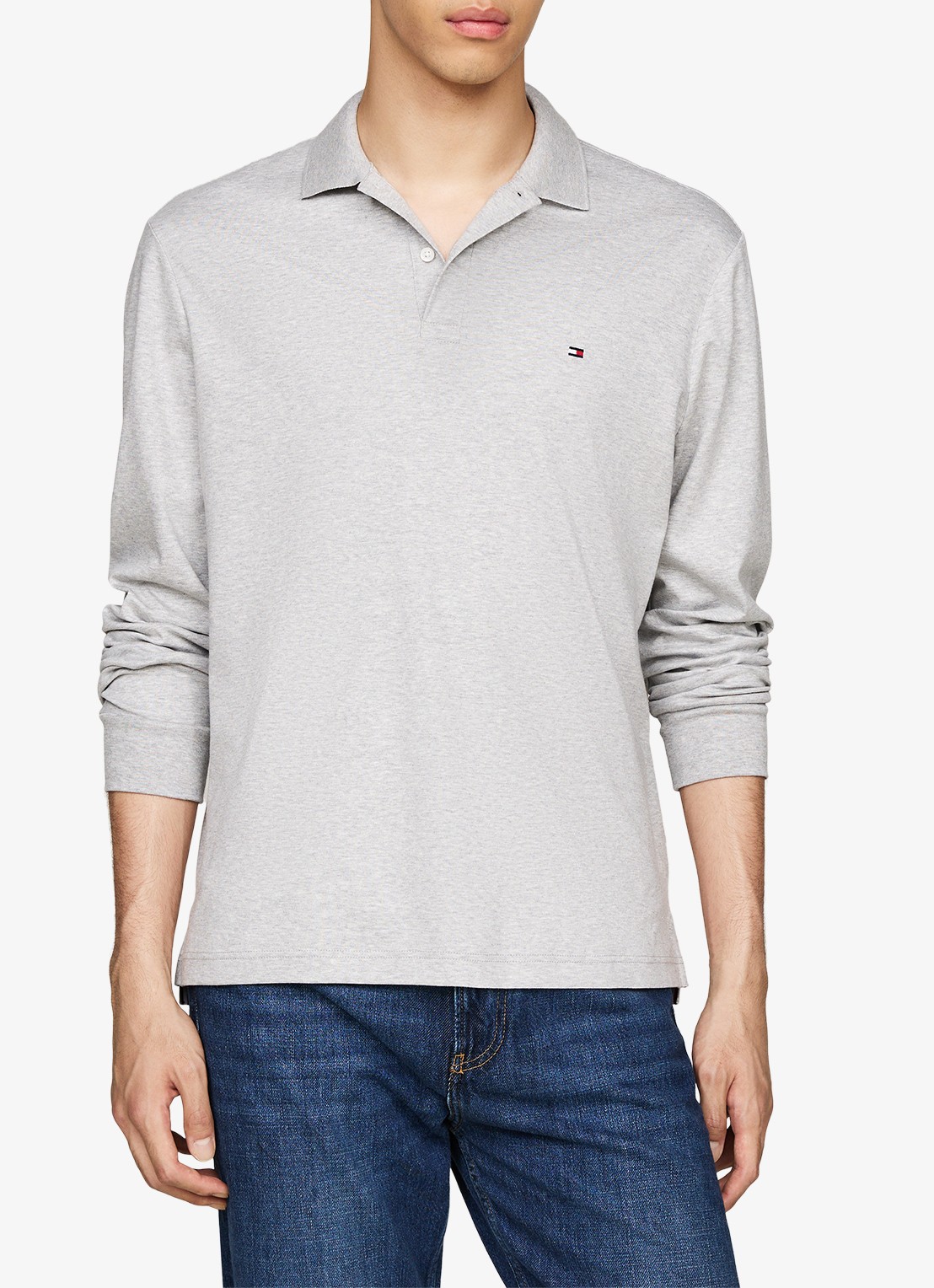 Tommy Hilfiger Regular fit polo met logo - detail grijsmele