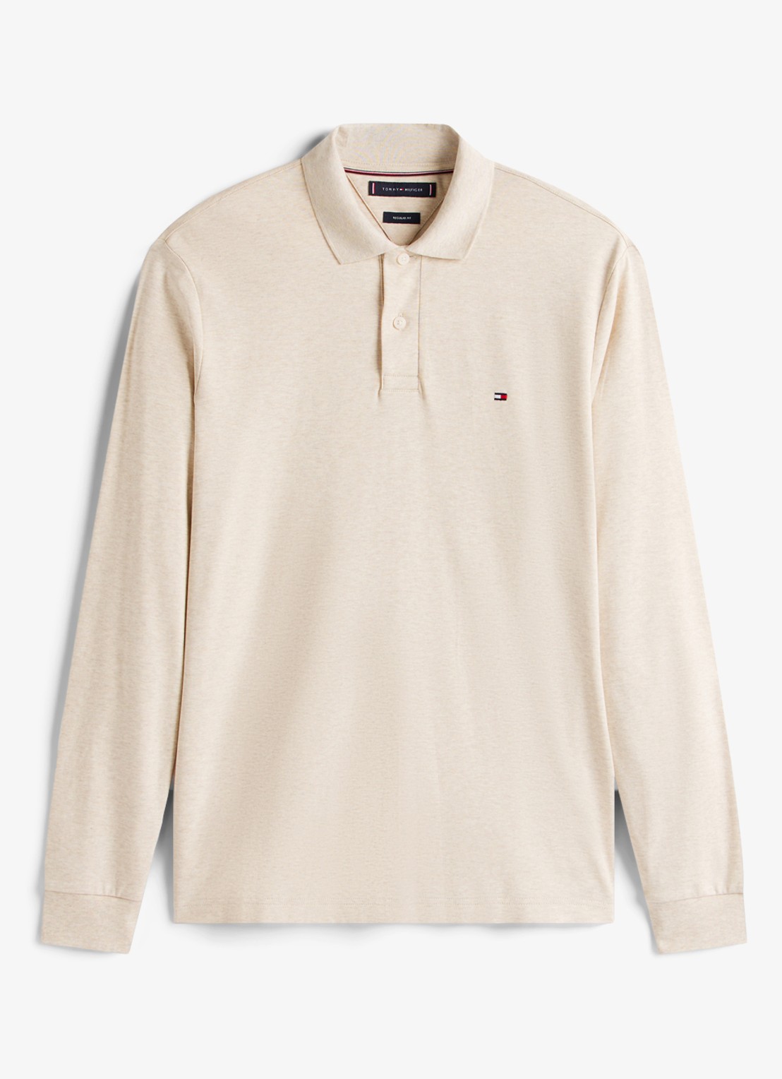 Tommy Hilfiger Regular fit polo met logo - voorkant beige