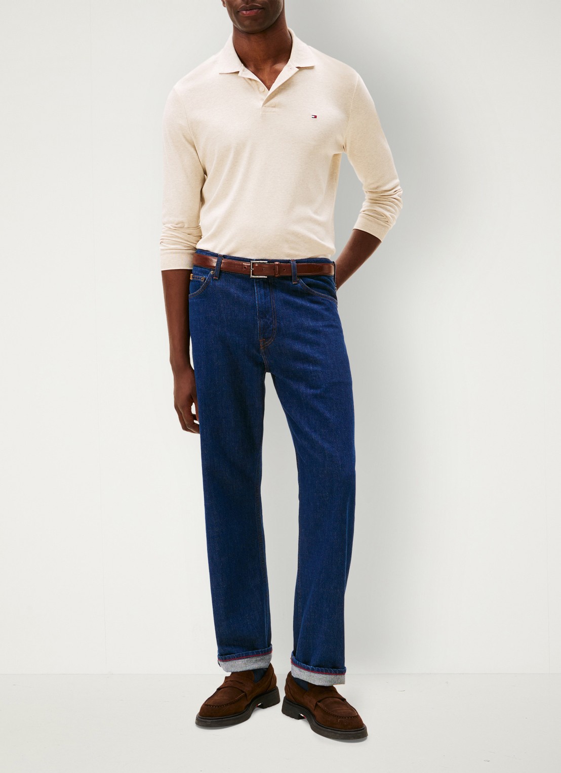 Tommy Hilfiger Regular fit polo met logo - voorkant 2 beige