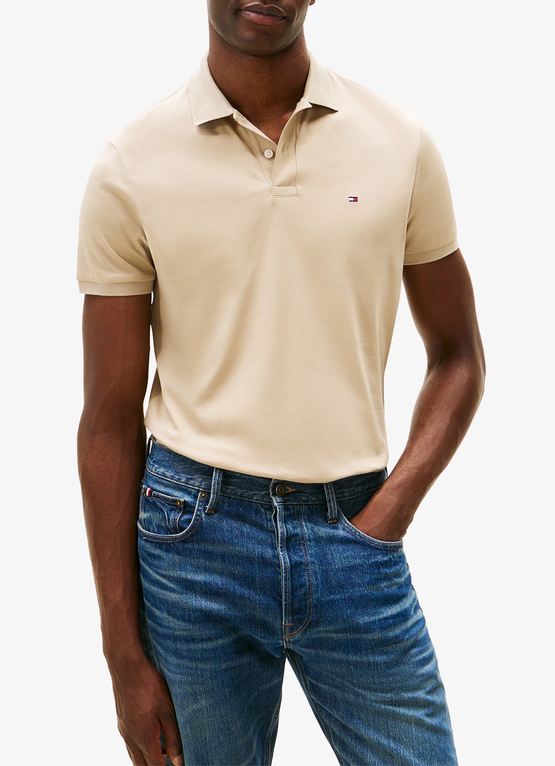 Tommy Hilfiger Regular fit polo met logo - detail 3 sandalwood-rbt / bruin
