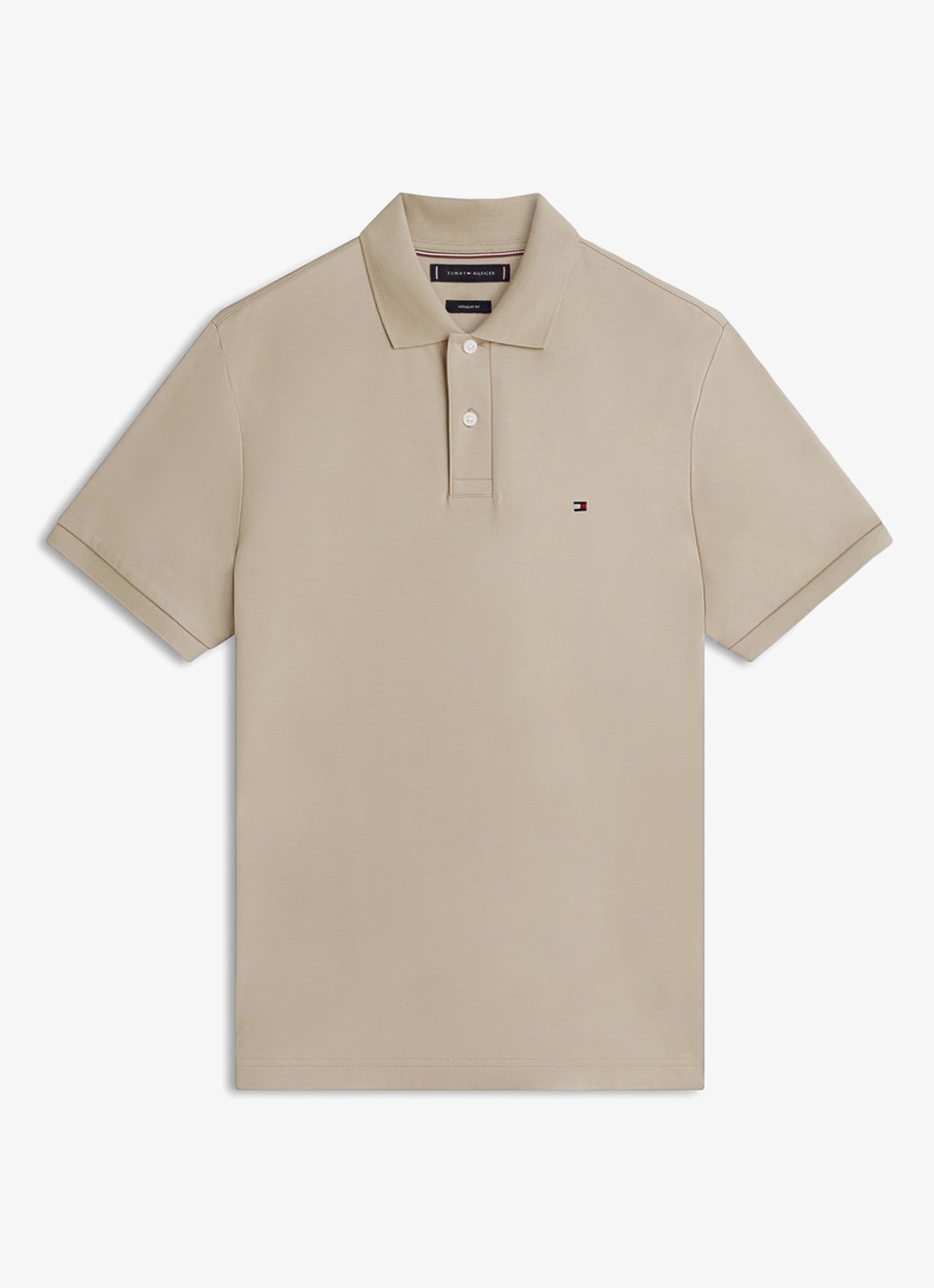 Tommy Hilfiger Regular fit polo met logo - voorkant 4 donkerbeige