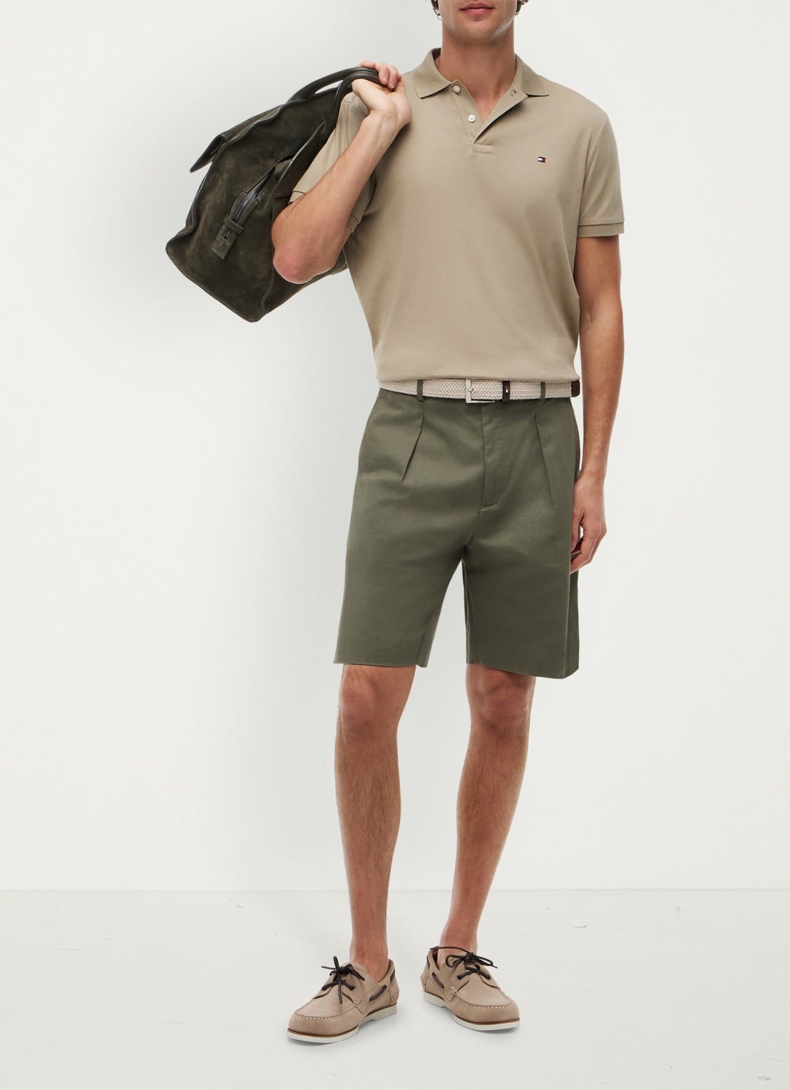 Tommy Hilfiger Regular fit polo met logo - voorkant 5 donkerbeige