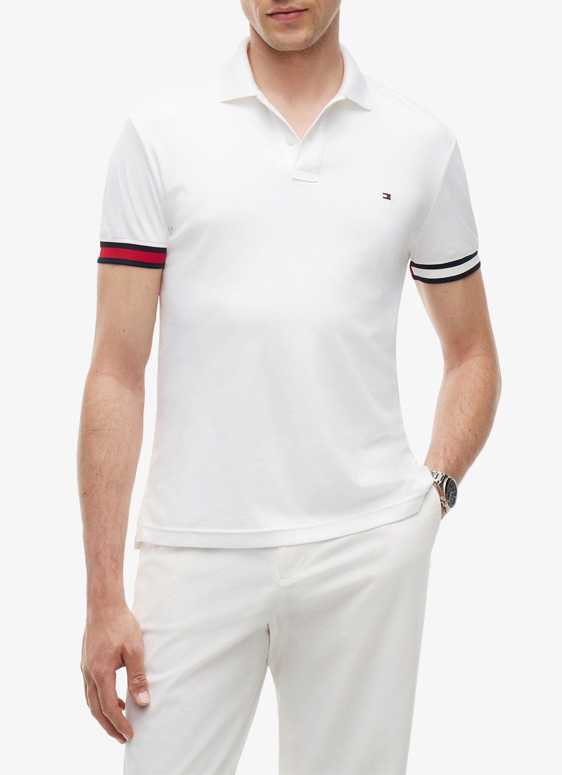 Tommy Hilfiger Regular fit polo met logo - detail 4 wit