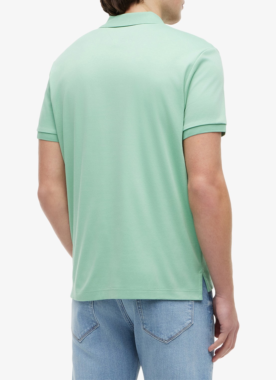 Tommy Hilfiger Regular fit polo met logo - achterkant 3 cut grass-l1a / groen