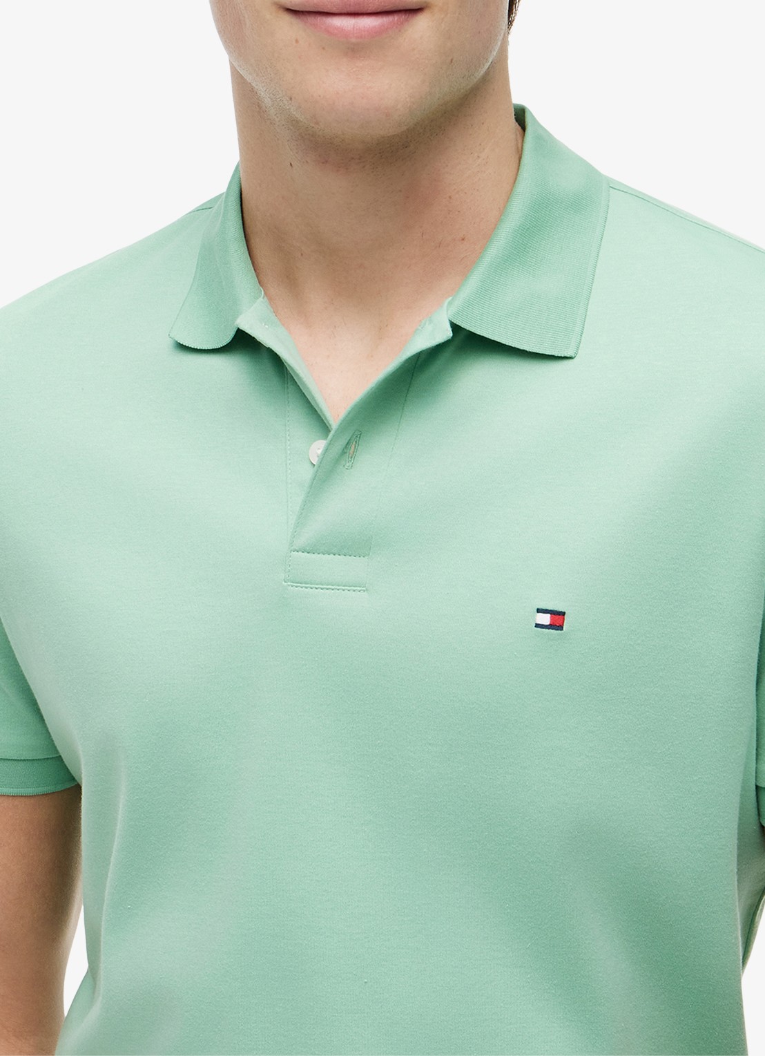 Tommy Hilfiger Regular fit polo met logo - detail 2 cut grass-l1a / groen