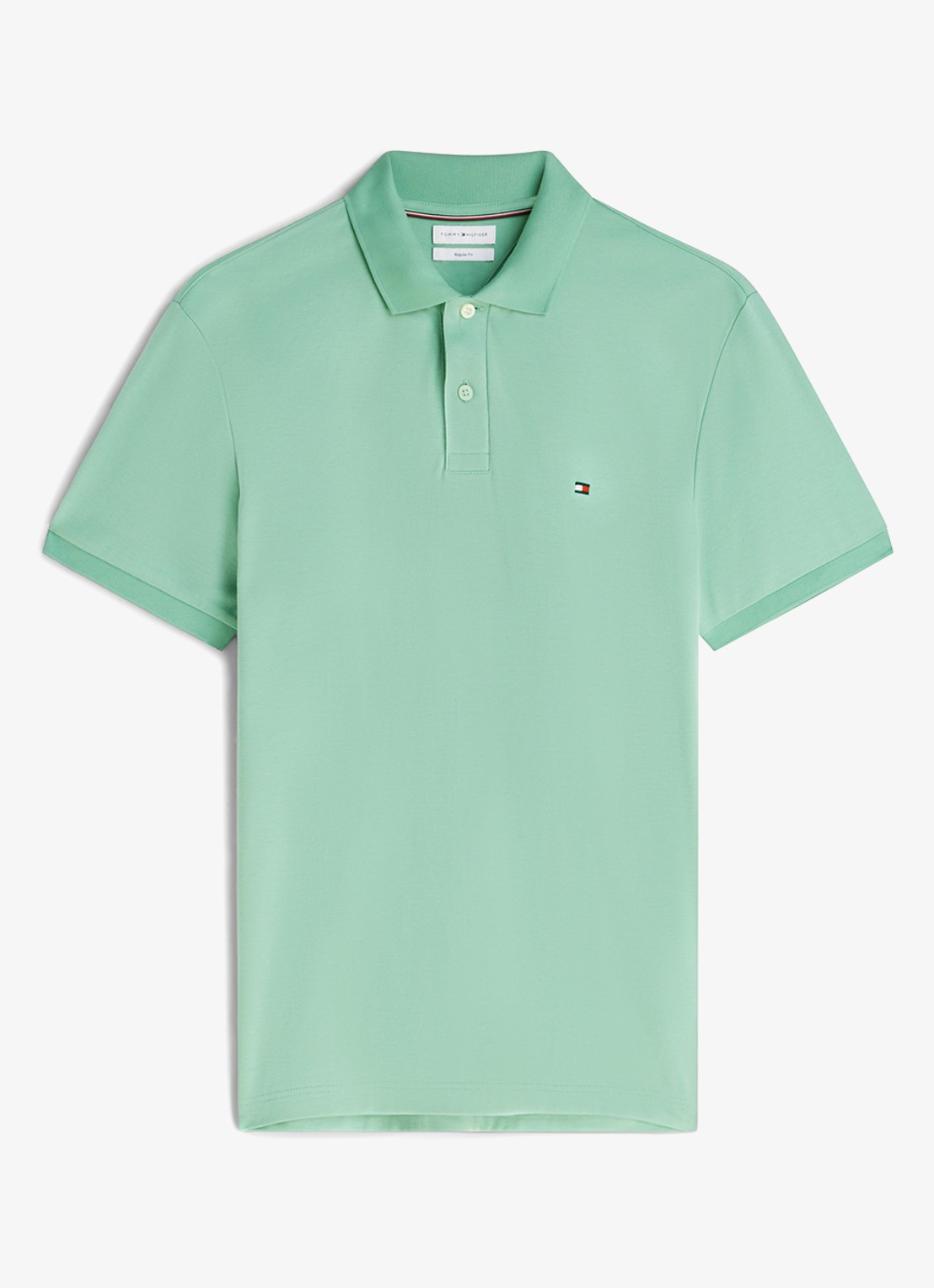 Tommy Hilfiger Regular fit polo met logo - voorkant 4 cut grass-l1a / groen