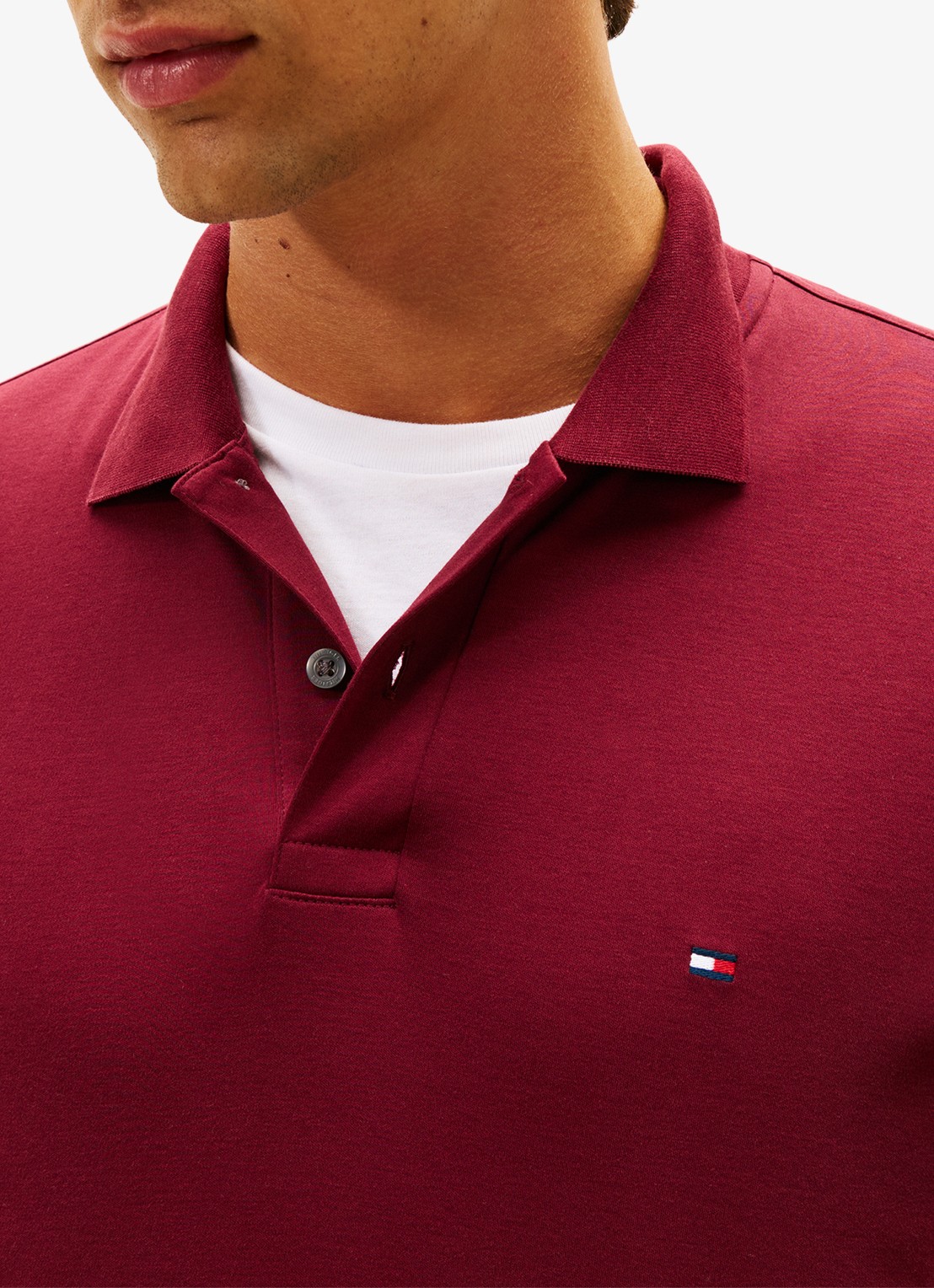 Tommy Hilfiger Regular fit polo met logo - detail 2 burgundy-vlp