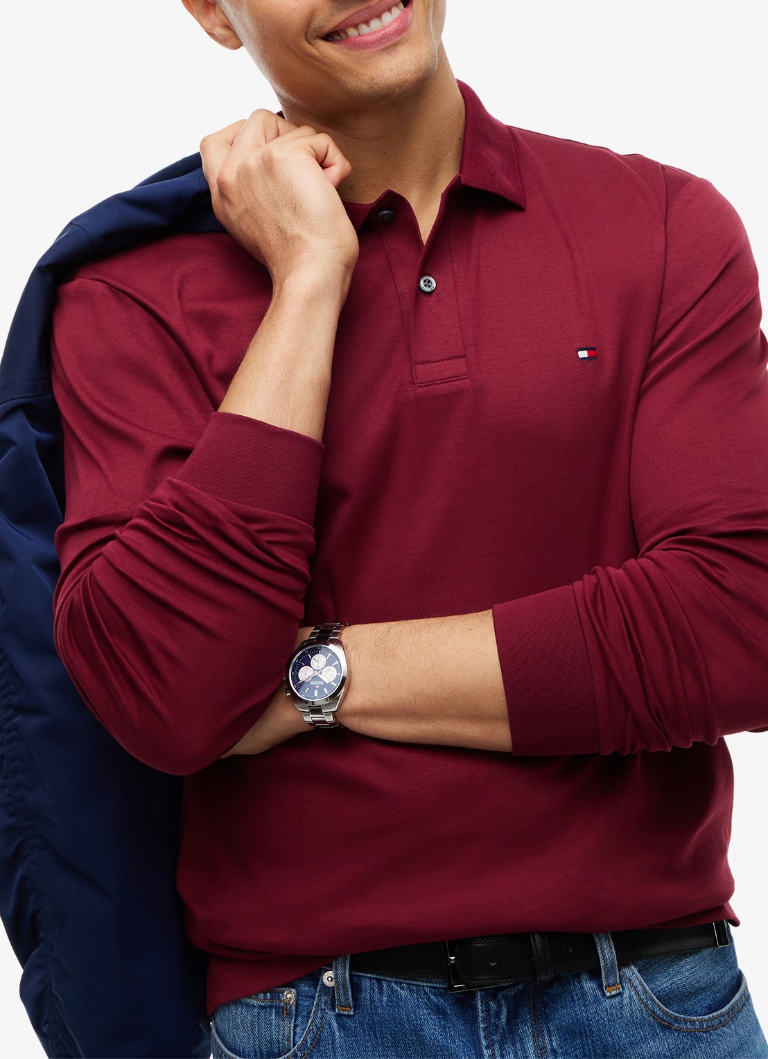 Tommy Hilfiger Regular fit polo met logo - detail 3 burgundy-vlp