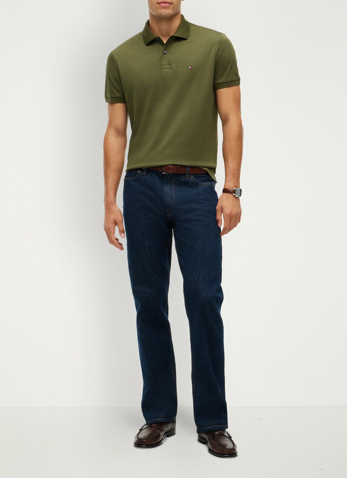 Tommy Hilfiger Regular fit polo met logo - voorkant 5 huntsman green-mt1 / groen