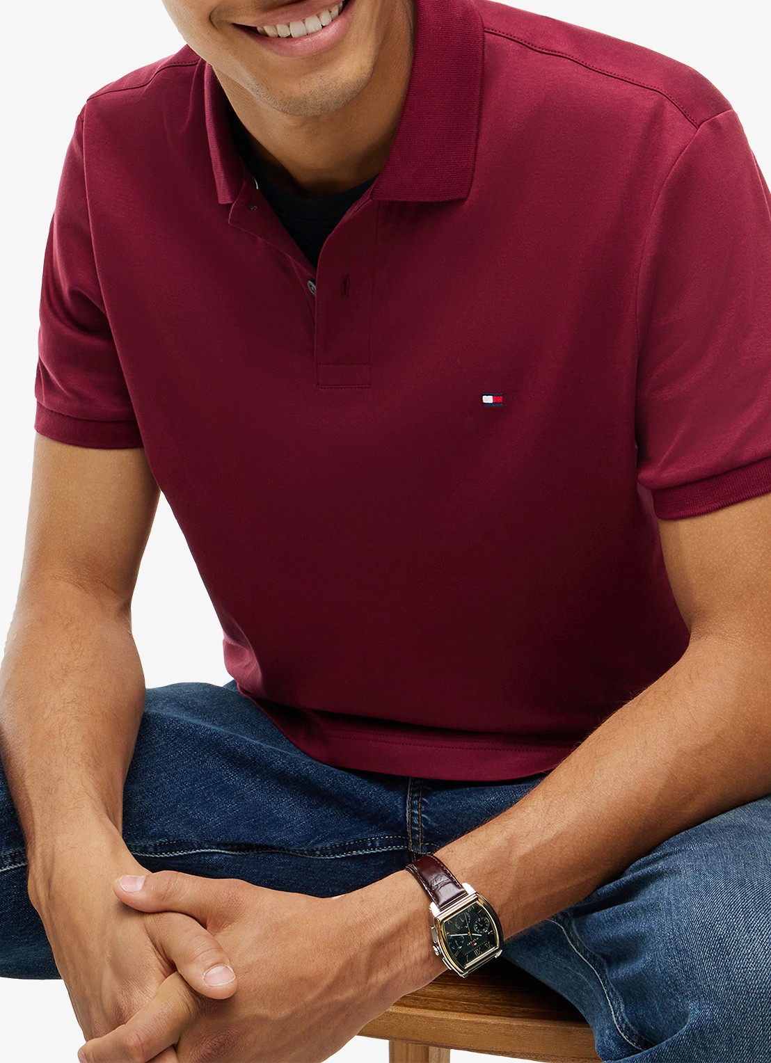 Tommy Hilfiger Regular fit polo met logo - detail 2 burgundy-vlp / rood