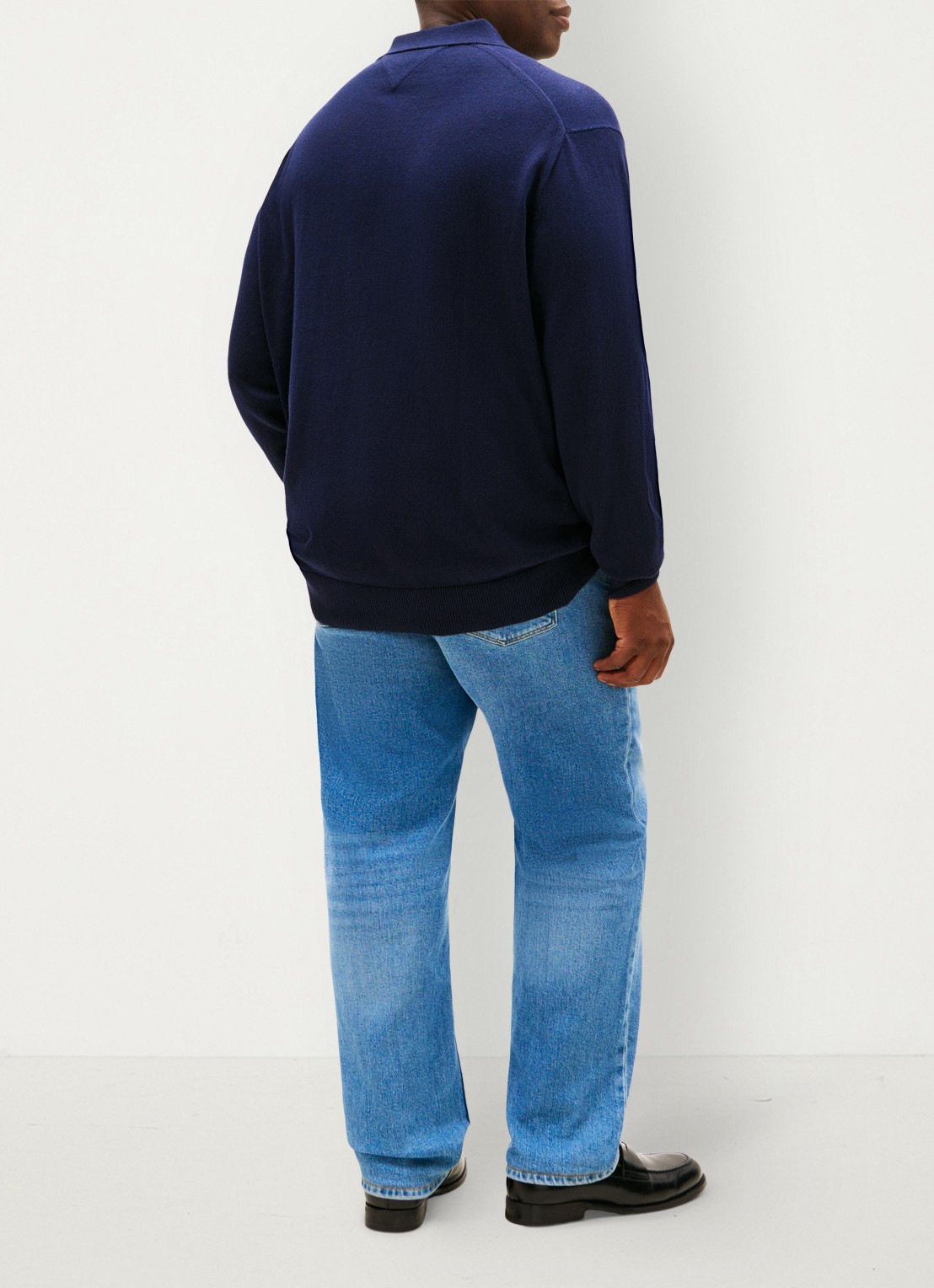 Tommy Hilfiger Regular fit polo met logo - achterkant 5 donkerblauw
