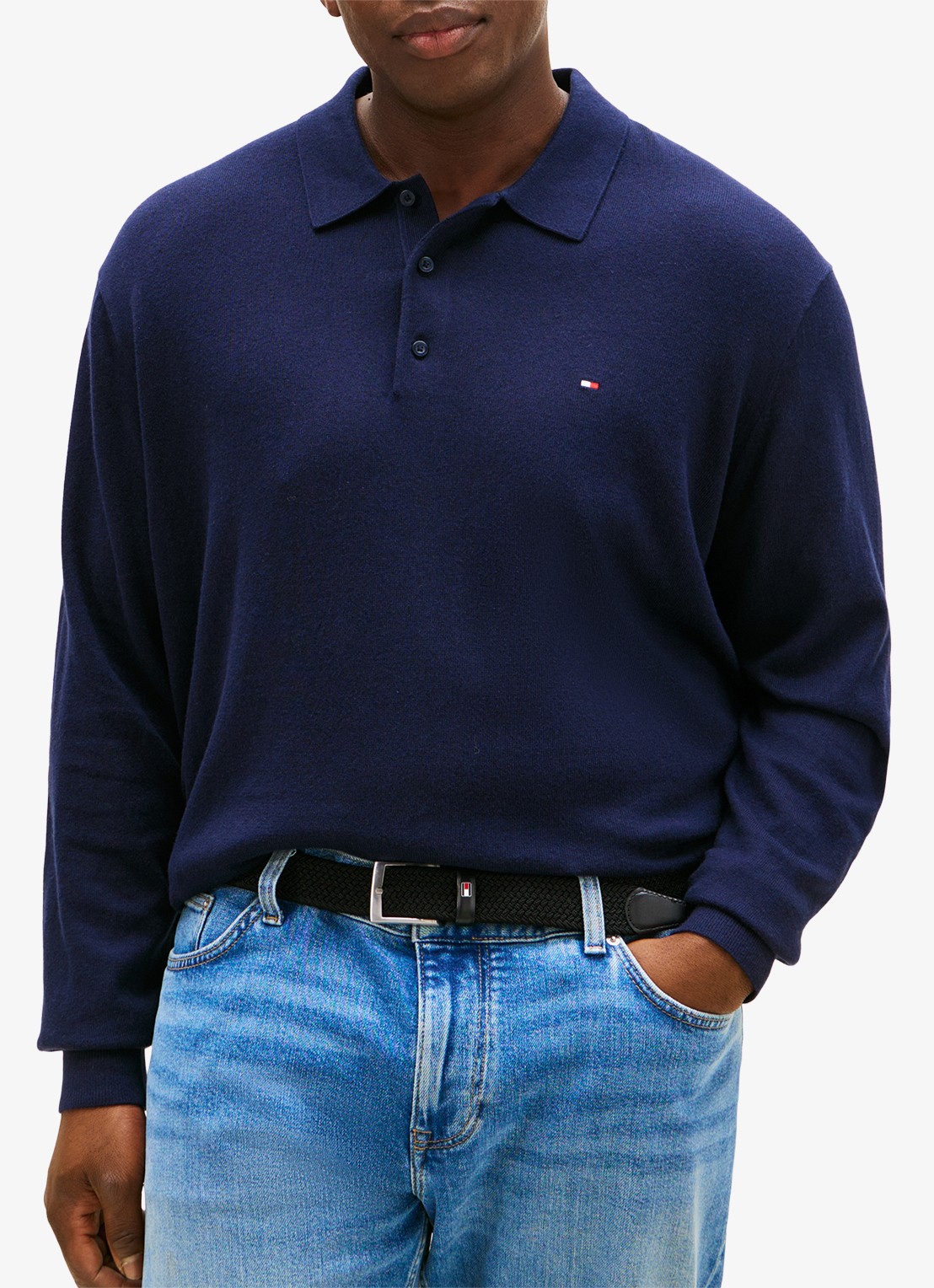 Tommy Hilfiger Regular fit polo met logo - detail 3 donkerblauw