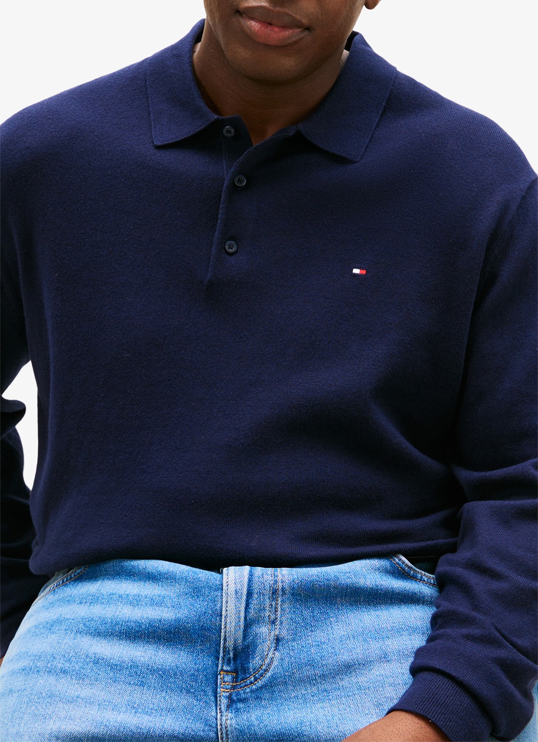 Tommy Hilfiger Regular fit polo met logo - detail 4 donkerblauw