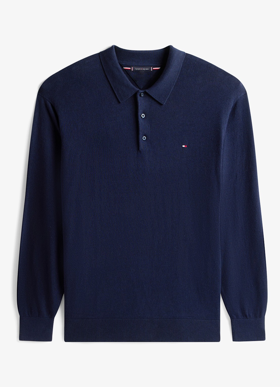 Tommy Hilfiger Regular fit polo met logo - voorkant donkerblauw