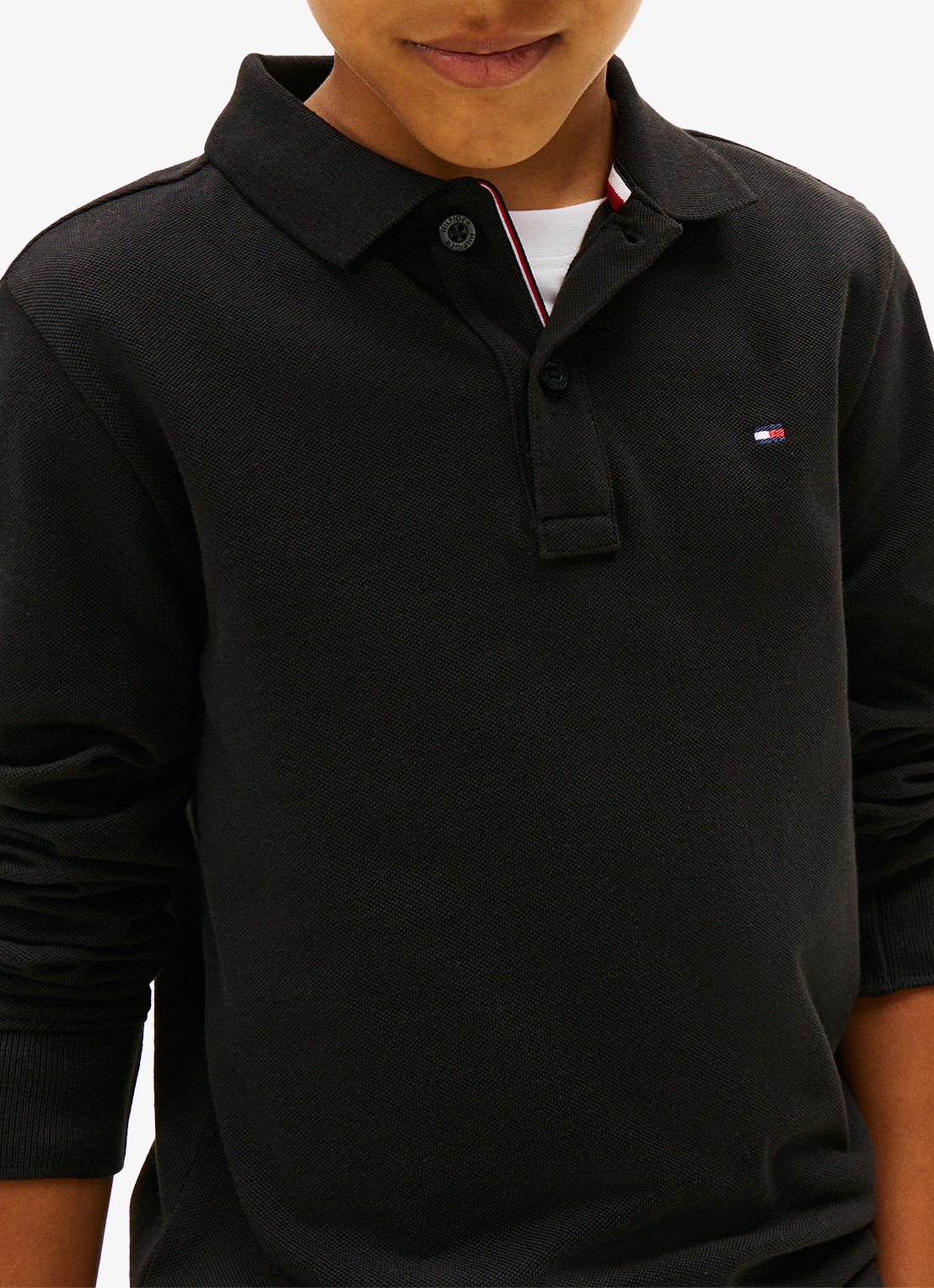Tommy Hilfiger Regular fit polo met logo - detail 2 zwart