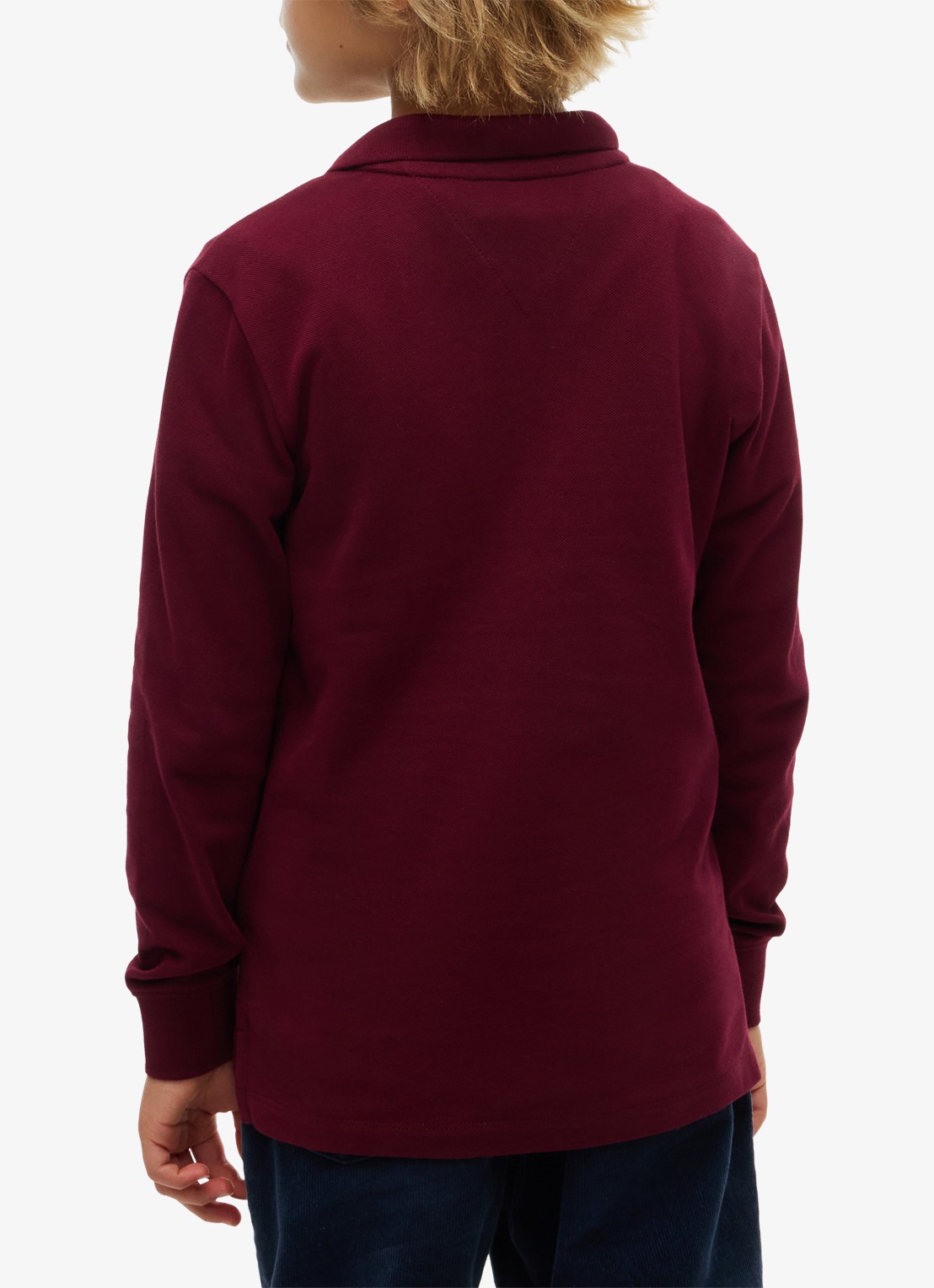 Tommy Hilfiger Regular fit polo met logo - achterkant 5 bordeauxrood