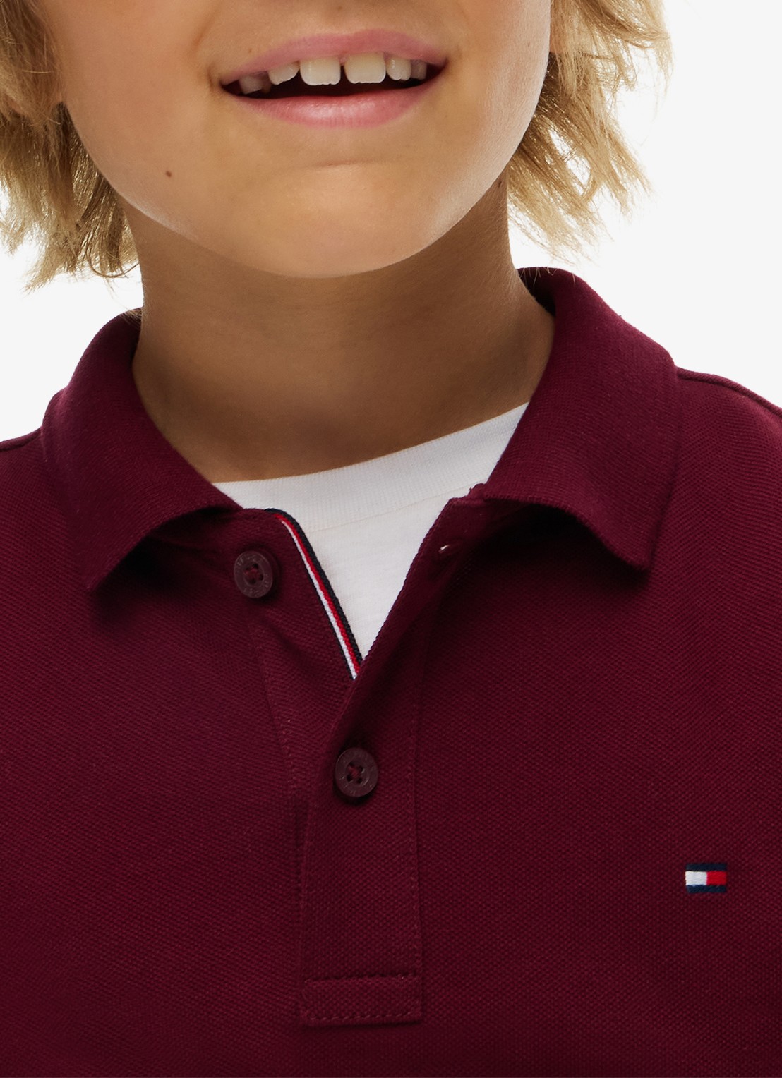 Tommy Hilfiger Regular fit polo met logo - detail 2 bordeauxrood