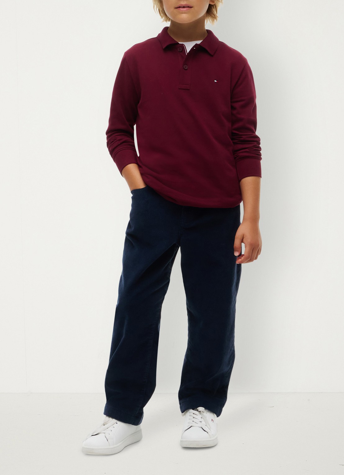 Tommy Hilfiger Regular fit polo met logo - voorkant 8 bordeauxrood