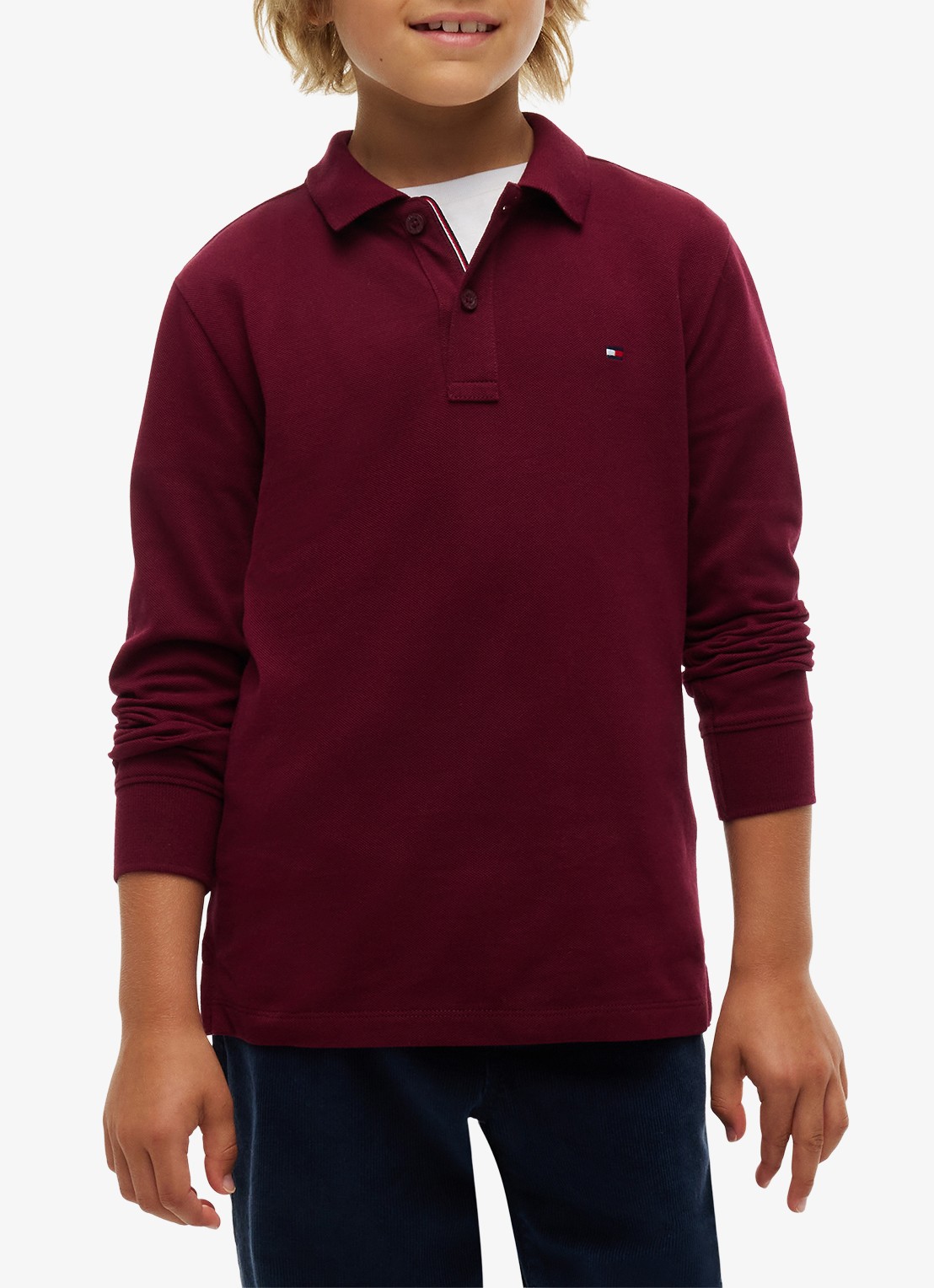 Tommy Hilfiger Regular fit polo met logo - detail burgundy-vlp