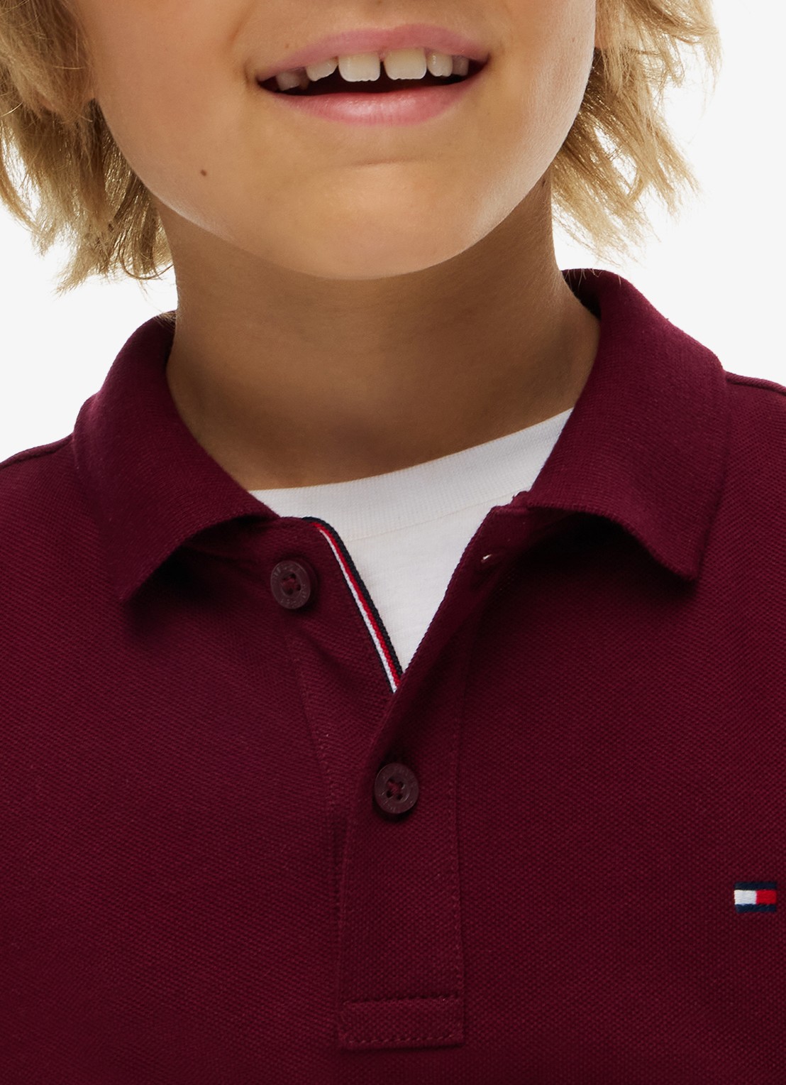Tommy Hilfiger Regular fit polo met logo - detail 2 burgundy-vlp
