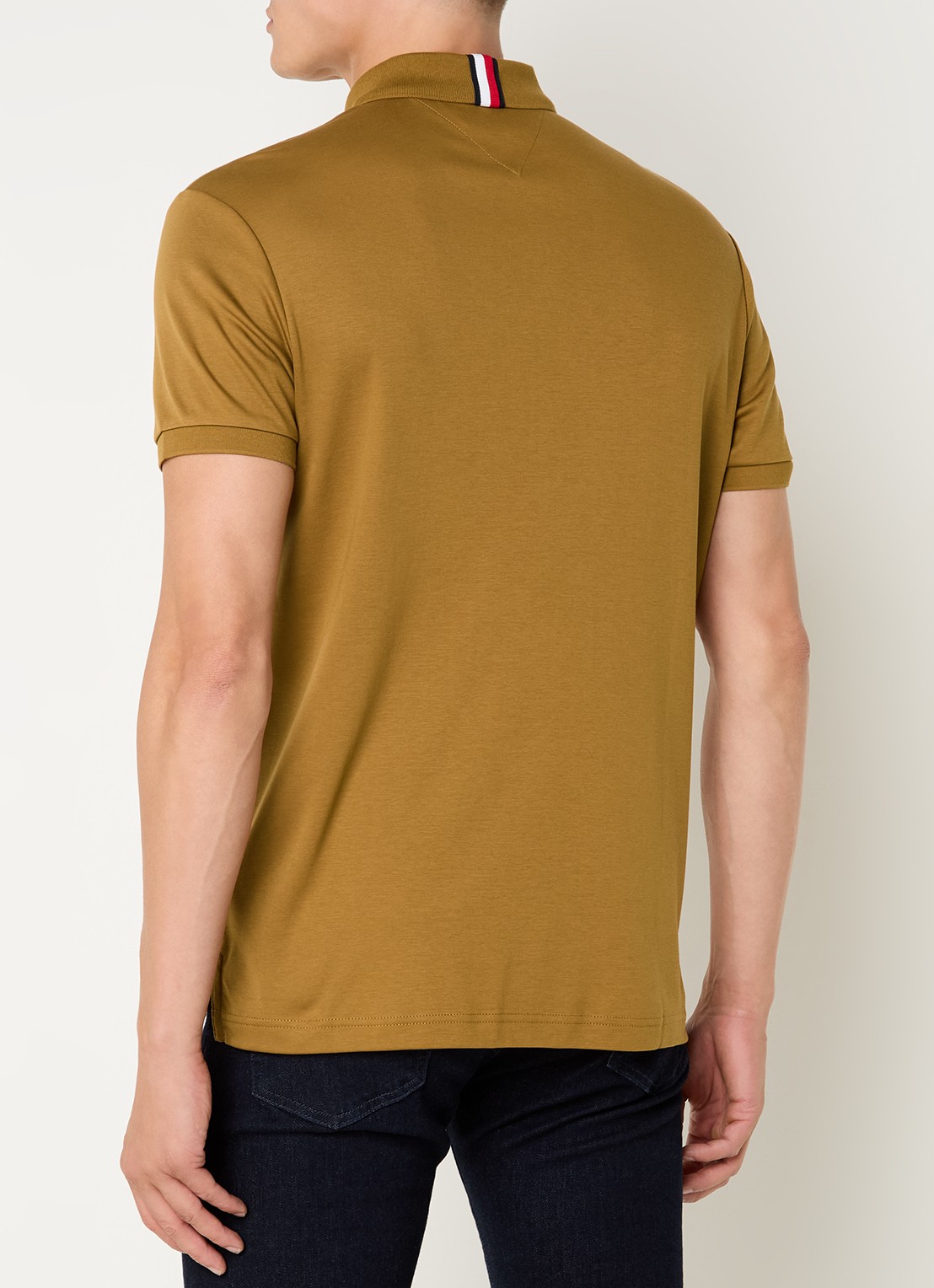 Tommy Hilfiger Regular fit polo met logoborduring - achterkant 3 okergeel