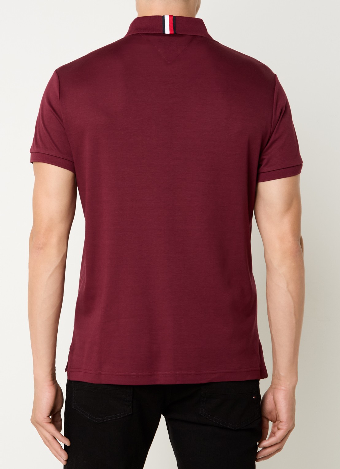 Tommy Hilfiger Regular fit polo met logoborduring - achterkant bordeauxrood